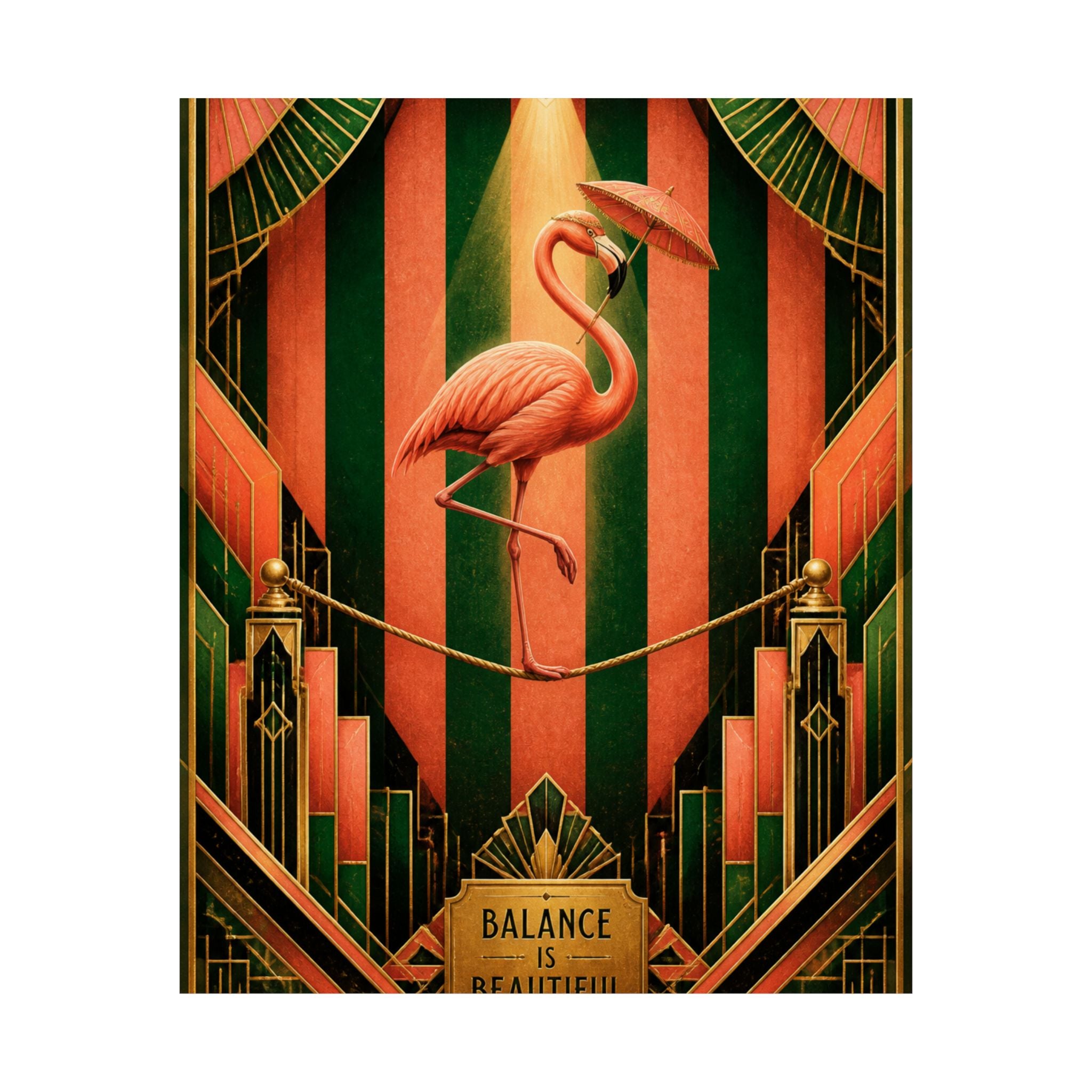 Flamingo Tightrope Wall Art Poster 18×24 Art Deco Entryway Decor Maximalist Print
