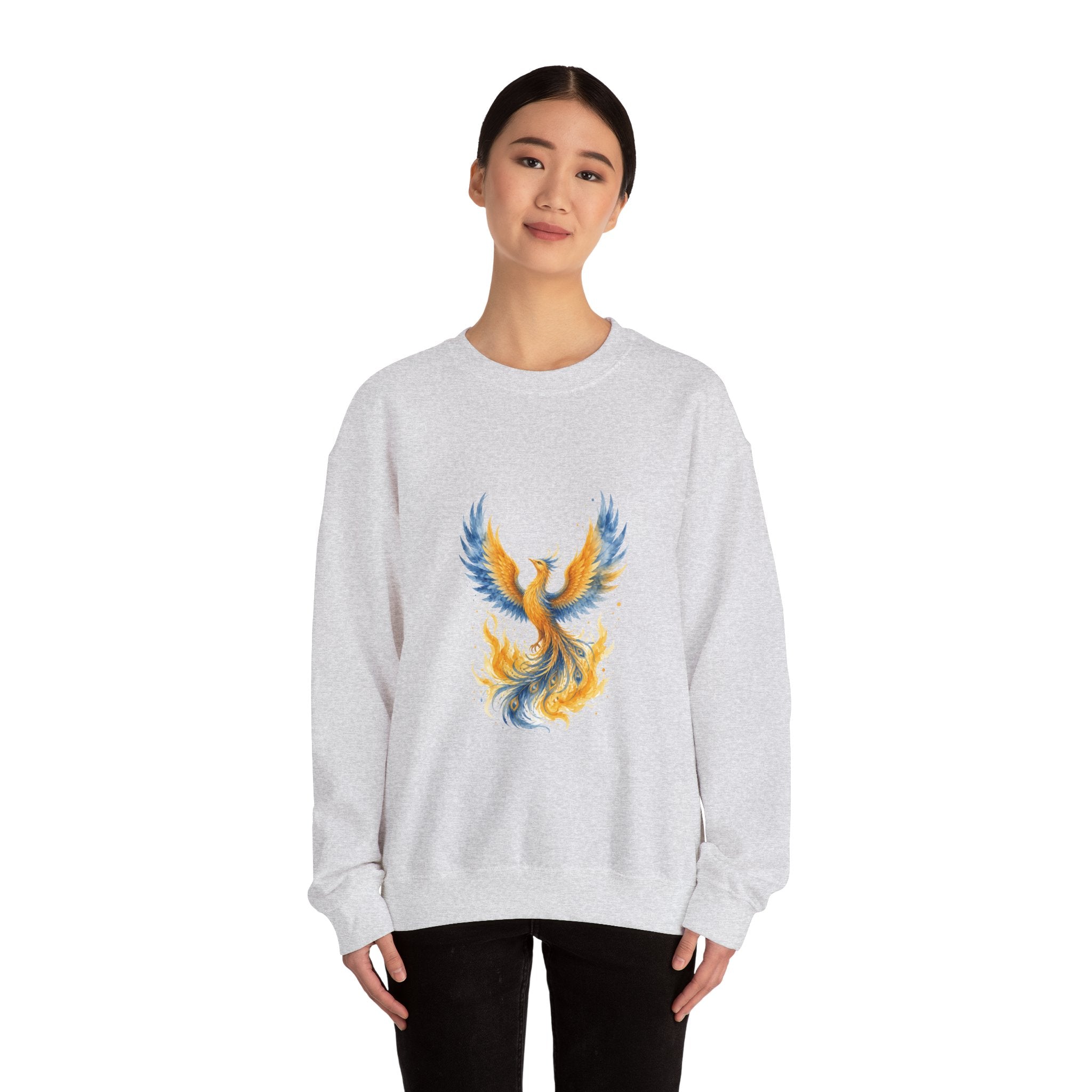 Matching Couple Sweatshirt - Dragon & Phoenix Matching Couple Comfort Colors Crew Watercolor Art His Hers Birthday Gift - Design B