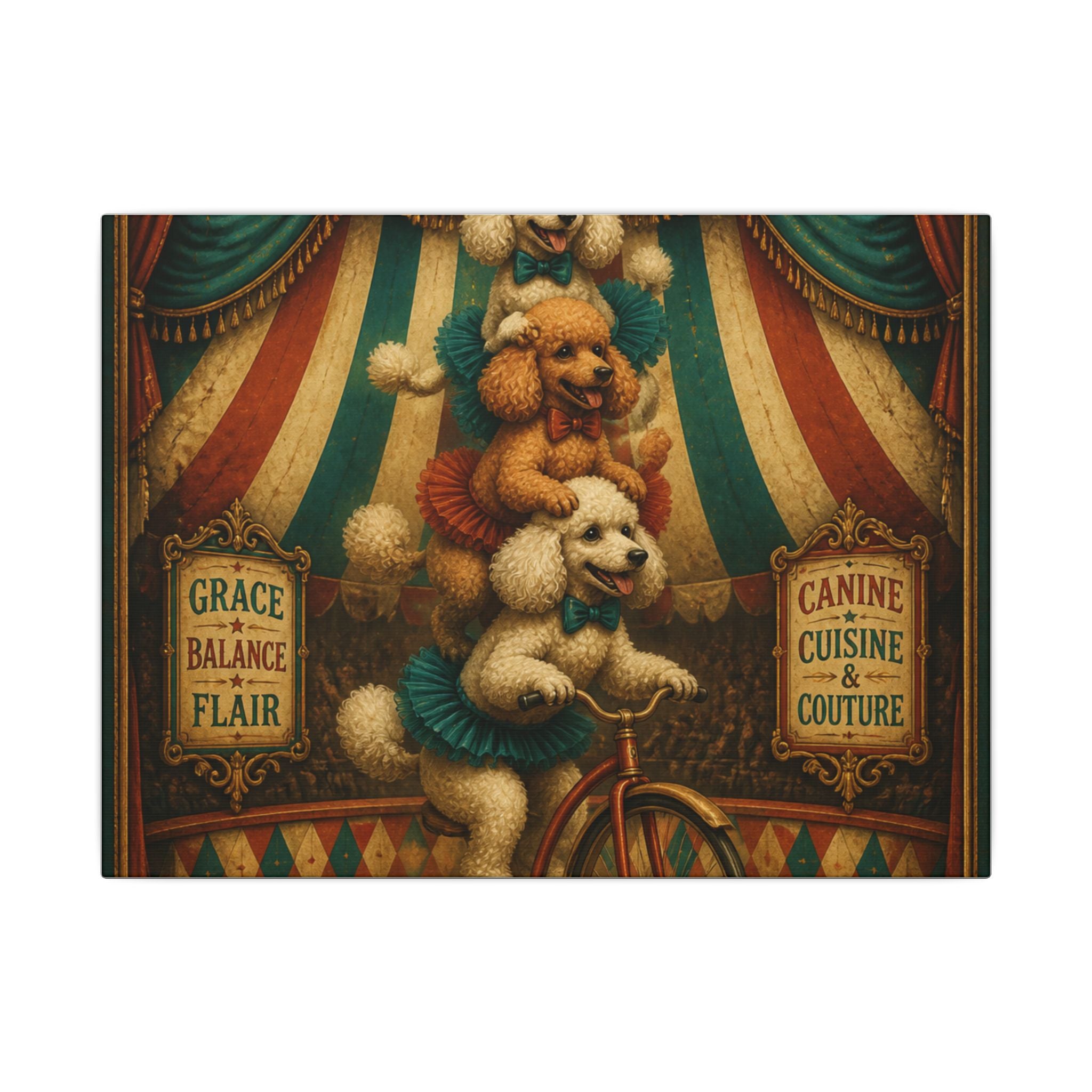 Poodle Stack Bicycle Wall Art Canvas 16×20 Baroque Home Office Decor Maximalist Print