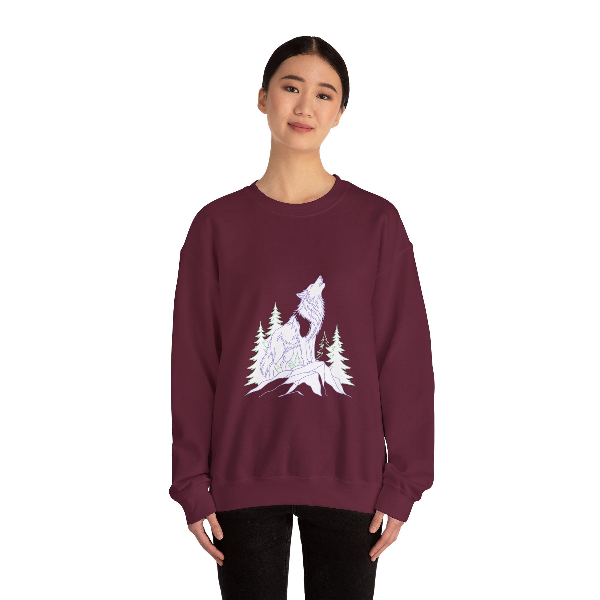 Matching Couple Sweatshirt - Wolf & Dove Matching Couple Premium Fleece Sweatshirt Minimalist Art His Hers Christmas Gift - Design A