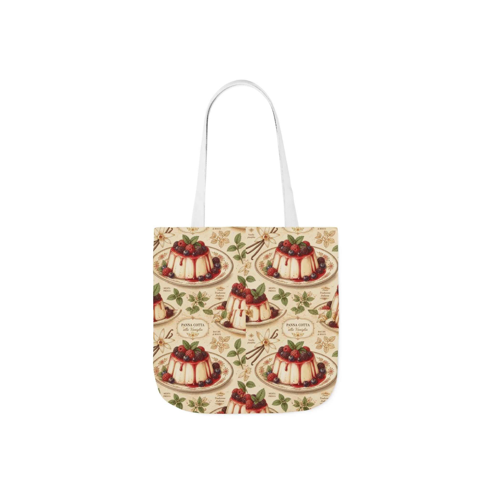 Panna Cotta Canvas Tote Bag Mediterranean Kitchen Botanical Design Italian Cottagecore Gift
