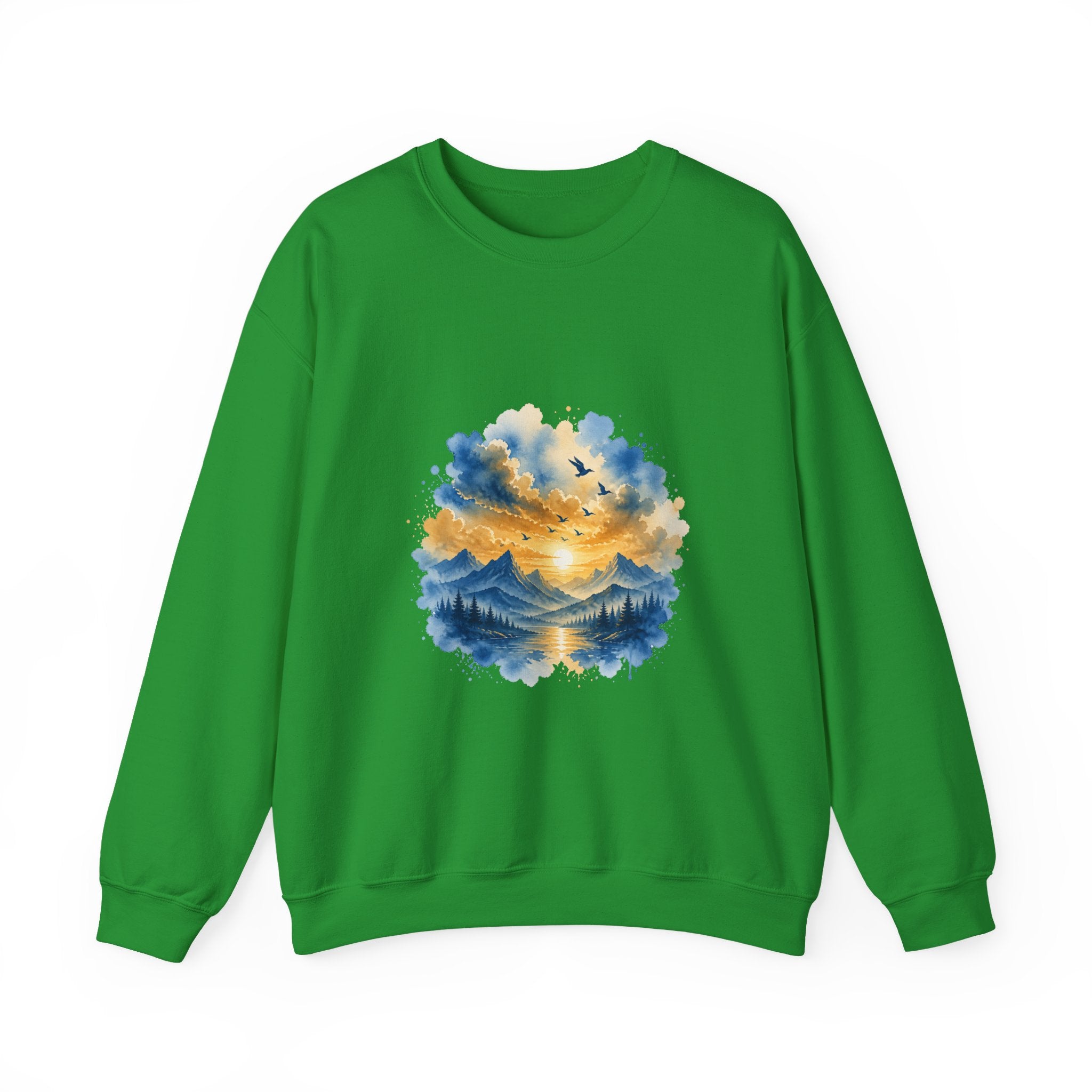Matching Couple Sweatshirt - Sunrise & Sunset Matching Couple Crewneck Sweatshirt Watercolor Art His Hers Engagement Gift - Design B