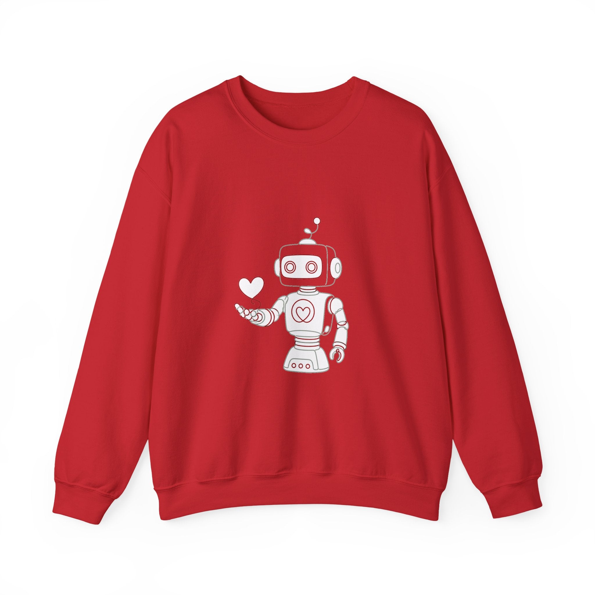 Matching Couple Sweatshirt - Robot & Heart Matching Couple Premium Fleece Sweatshirt Minimalist Art His Hers Christmas Gift - Design A