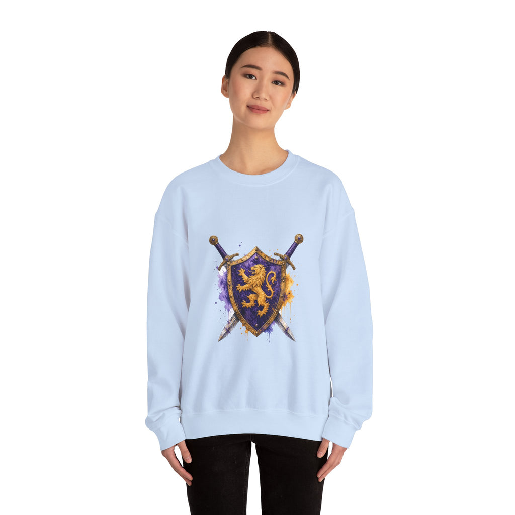 Matching Couple Sweatshirt - Crown & Shield Matching Couple Premium Fleece Sweatshirt Watercolor Art His Hers Birthday Gift - Design B