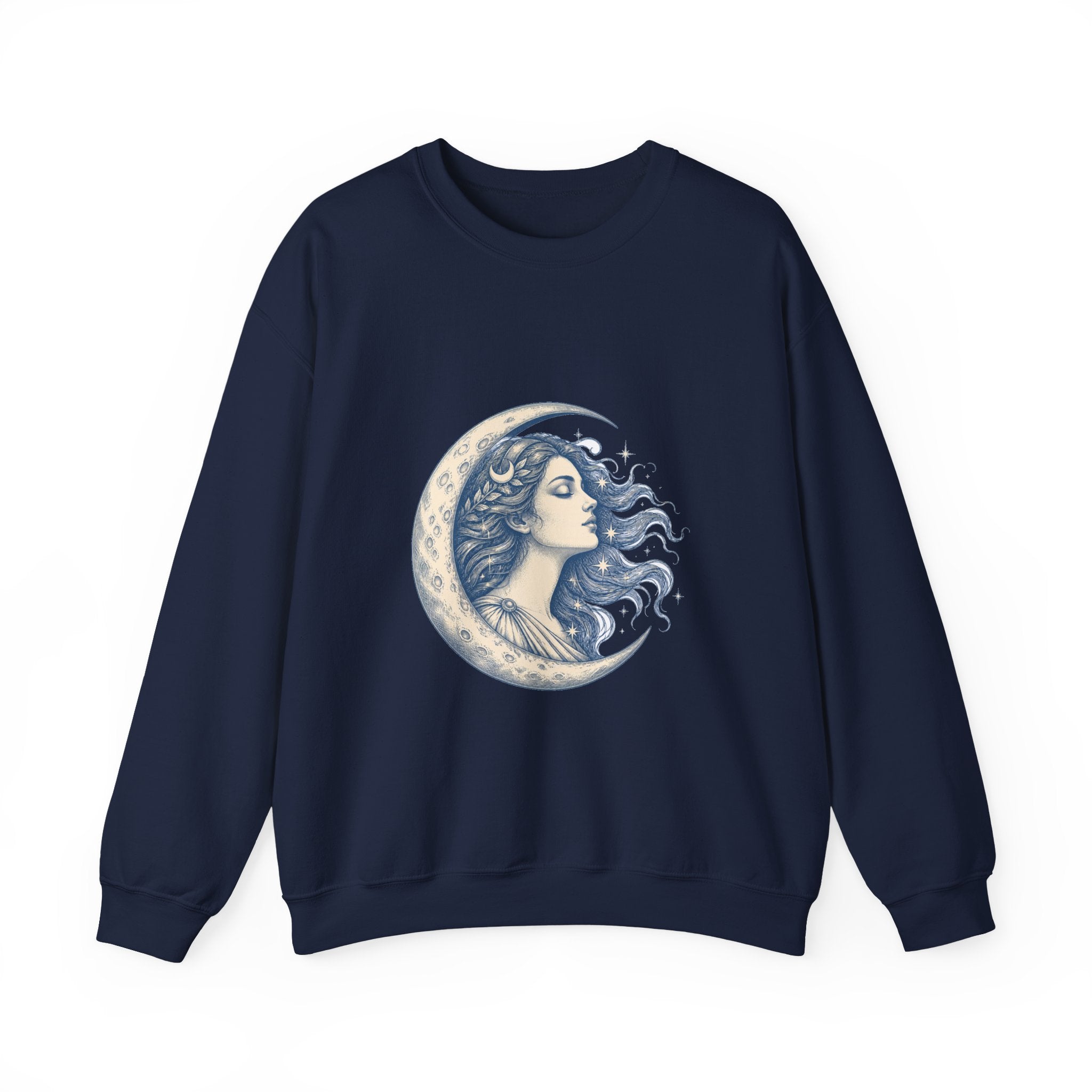Matching Couple Sweatshirt - Helios & Selene Matching Couple Premium Fleece Sweatshirt Hand-Drawn Art His Hers Anniversary Gift - Design B
