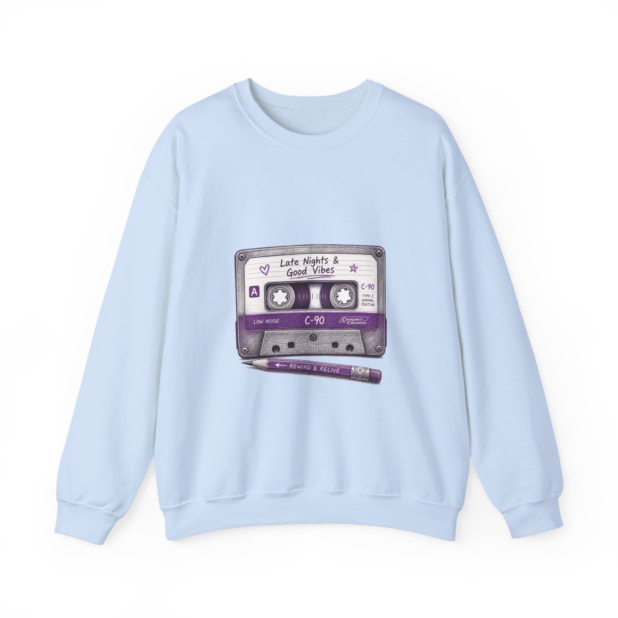 Matching Couple Sweatshirt - Vinyl & Cassette Matching Couple Crewneck Sweatshirt Hand-Drawn Art His Hers Best Friend Gift - Design B
