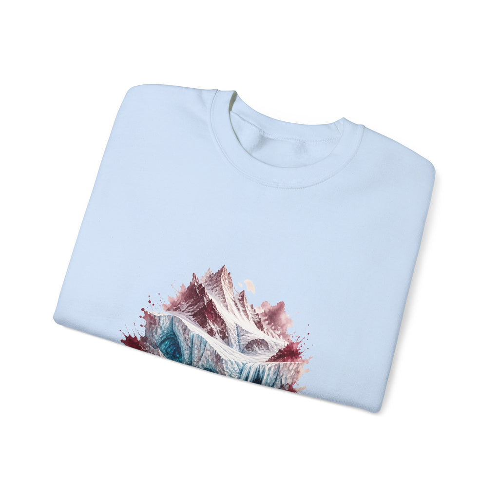 Matching Couple Sweatshirt - Volcano & Glacier Matching Couple Comfort Colors Crew Watercolor Art His Hers Birthday Gift - Design B