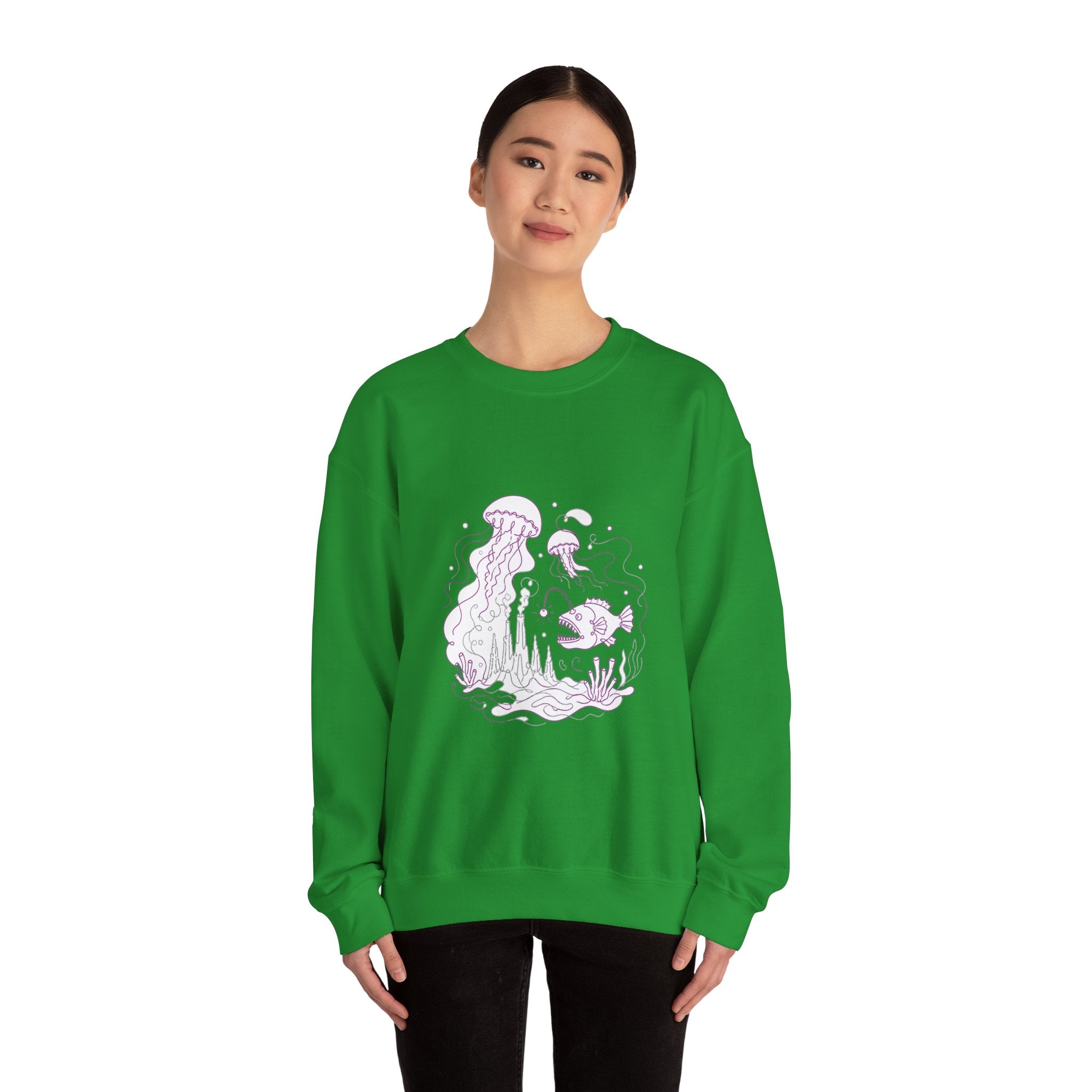 Matching Couple Sweatshirt - Coral Reef & Deep Sea Matching Couple Premium Fleece Sweatshirt Minimalist Art His Hers Christmas Gift - Design B