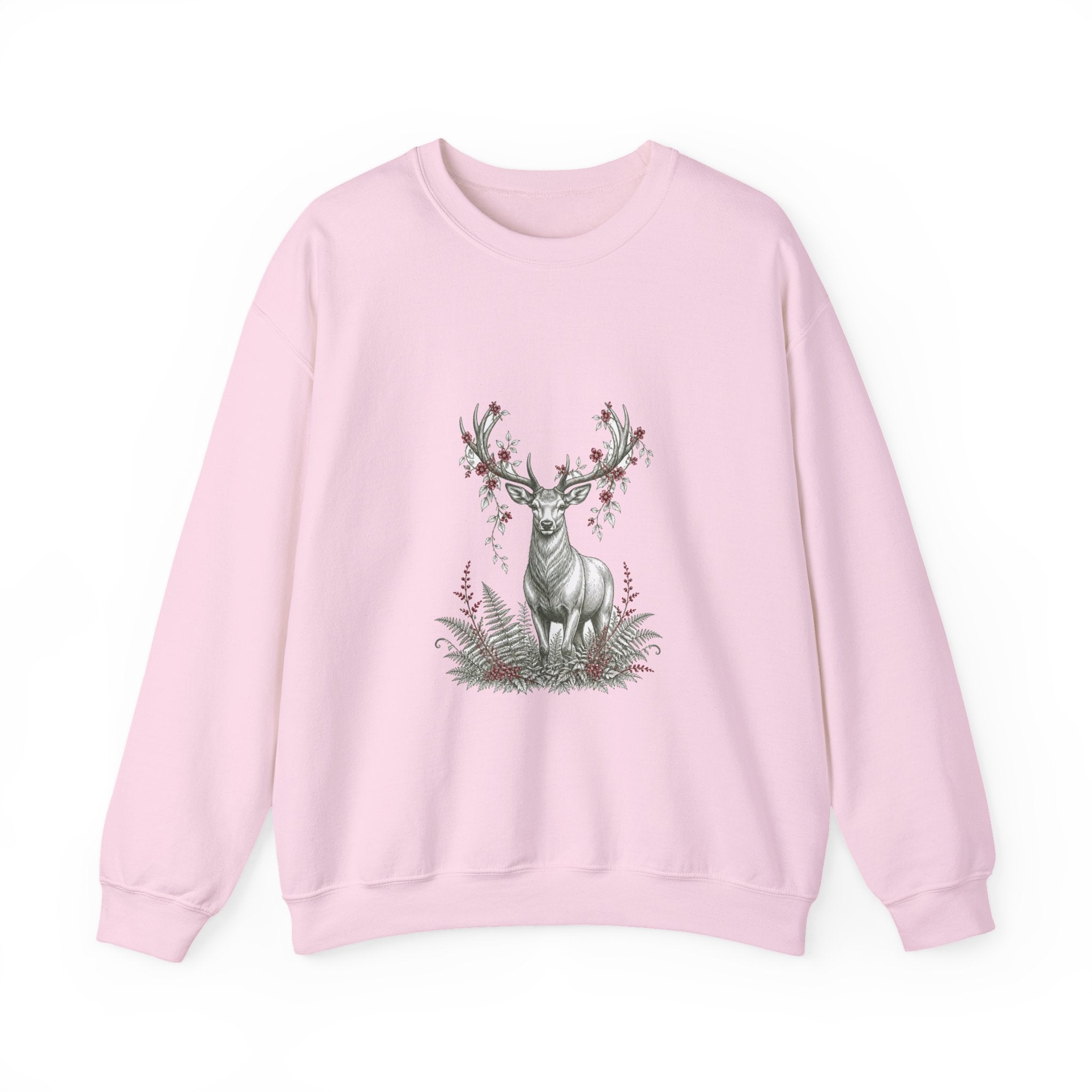 Matching Couple Sweatshirt - Bear & Deer Matching Couple Premium Fleece Sweatshirt Hand-Drawn Art His Hers Anniversary Gift - Design B