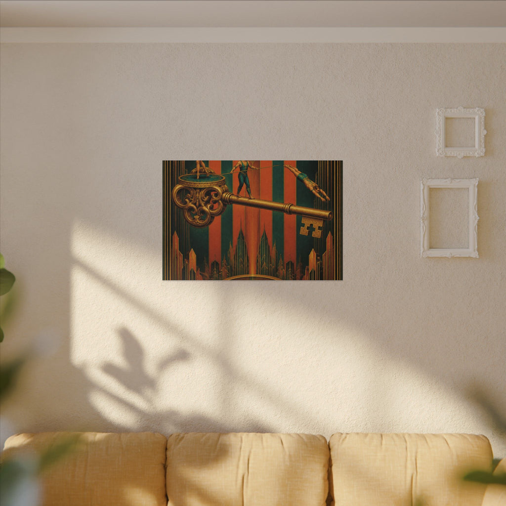 Giant Key Performance Wall Art Canvas 16×20 Art Deco Entryway Decor Maximalist Print