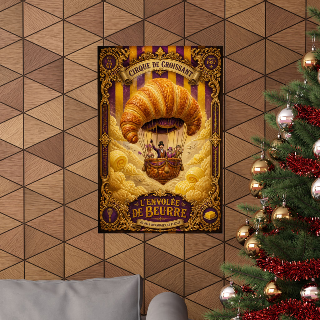 Croissant Hot Air Balloon Wall Art Poster 18×24 Baroque Home Office Decor Maximalist Print