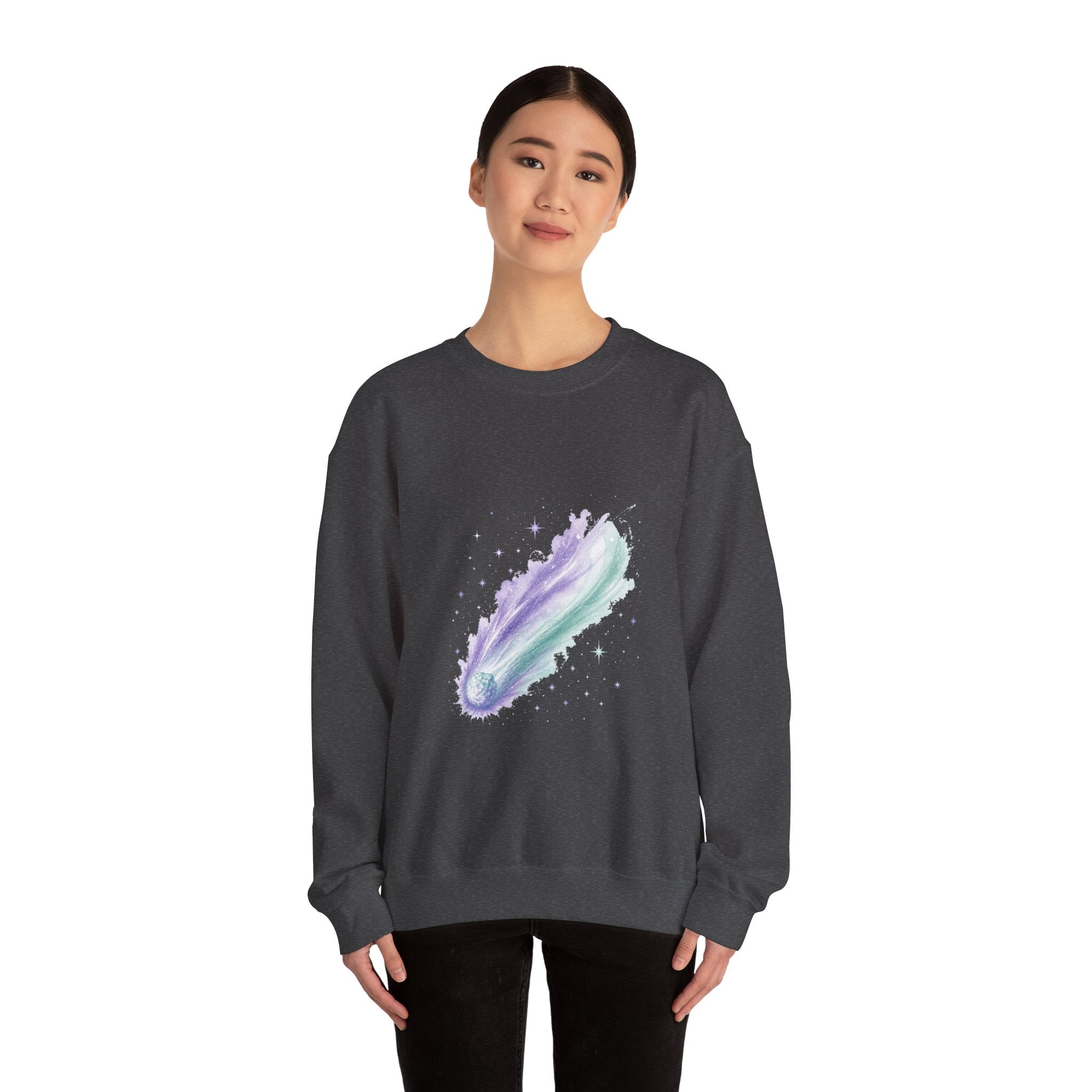 Matching Couple Sweatshirt - Comet & Asteroid Matching Couple Premium Fleece Sweatshirt Watercolor Art His Hers Birthday Gift - Design A