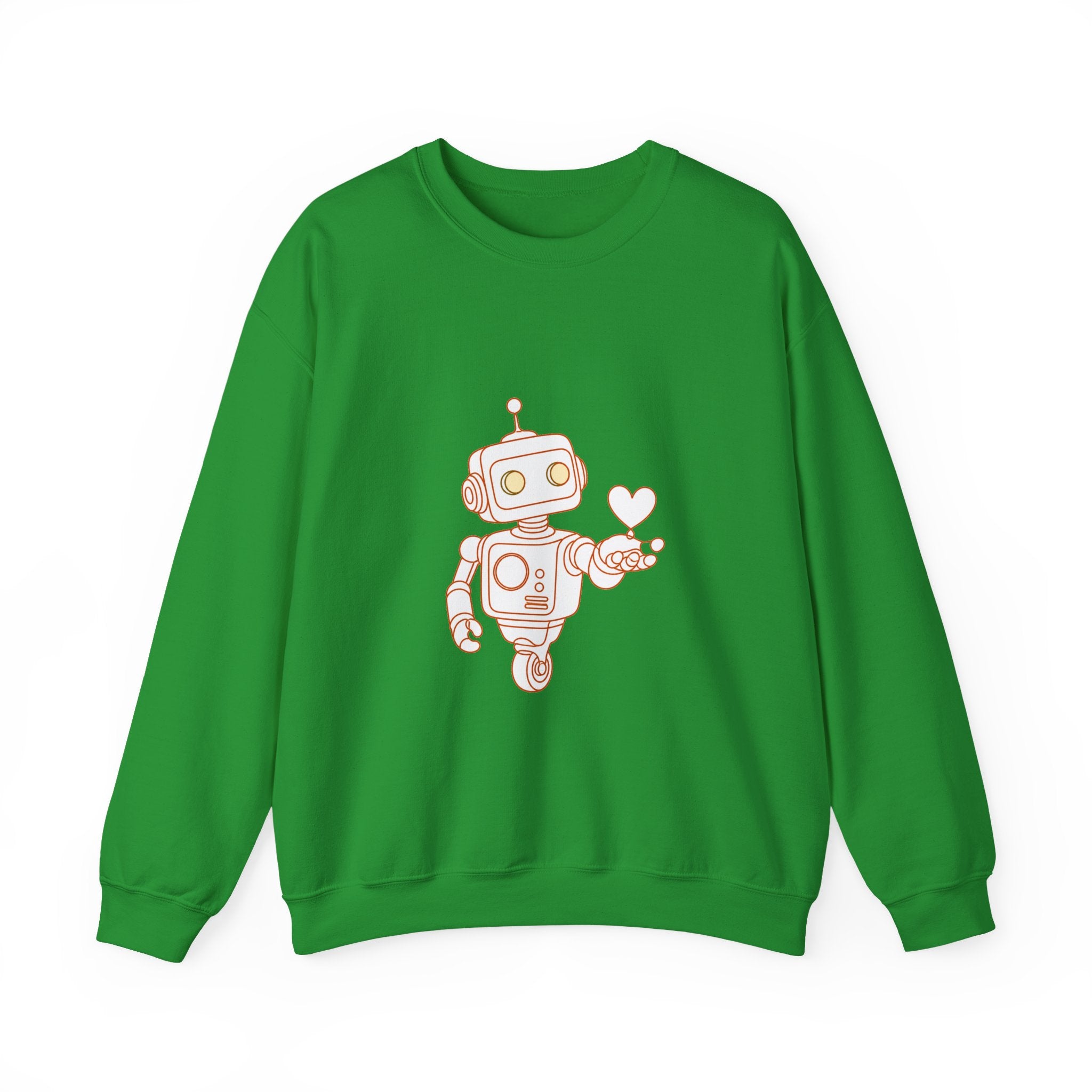 Matching Couple Sweatshirt - Robot & Heart Matching Couple Crewneck Sweatshirt Minimalist Art His Hers Valentine Gift - Design A