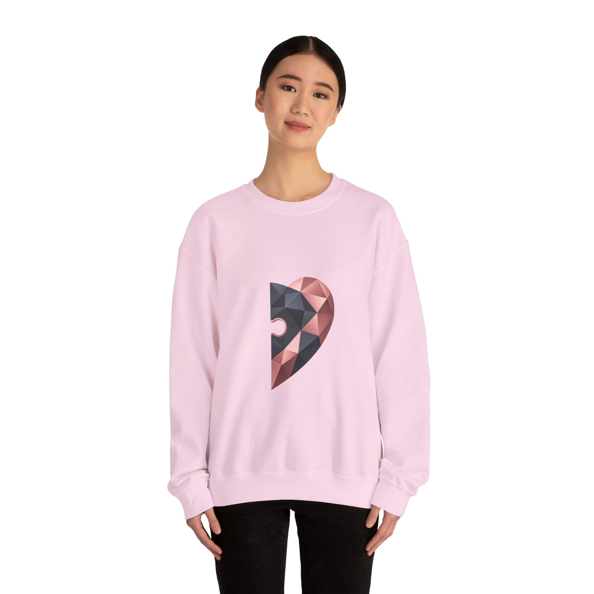 Matching Couple Sweatshirt - Puzzle Pieces Matching Couple Comfort Colors Crew Geometric Art His Hers Love Gift - Design B