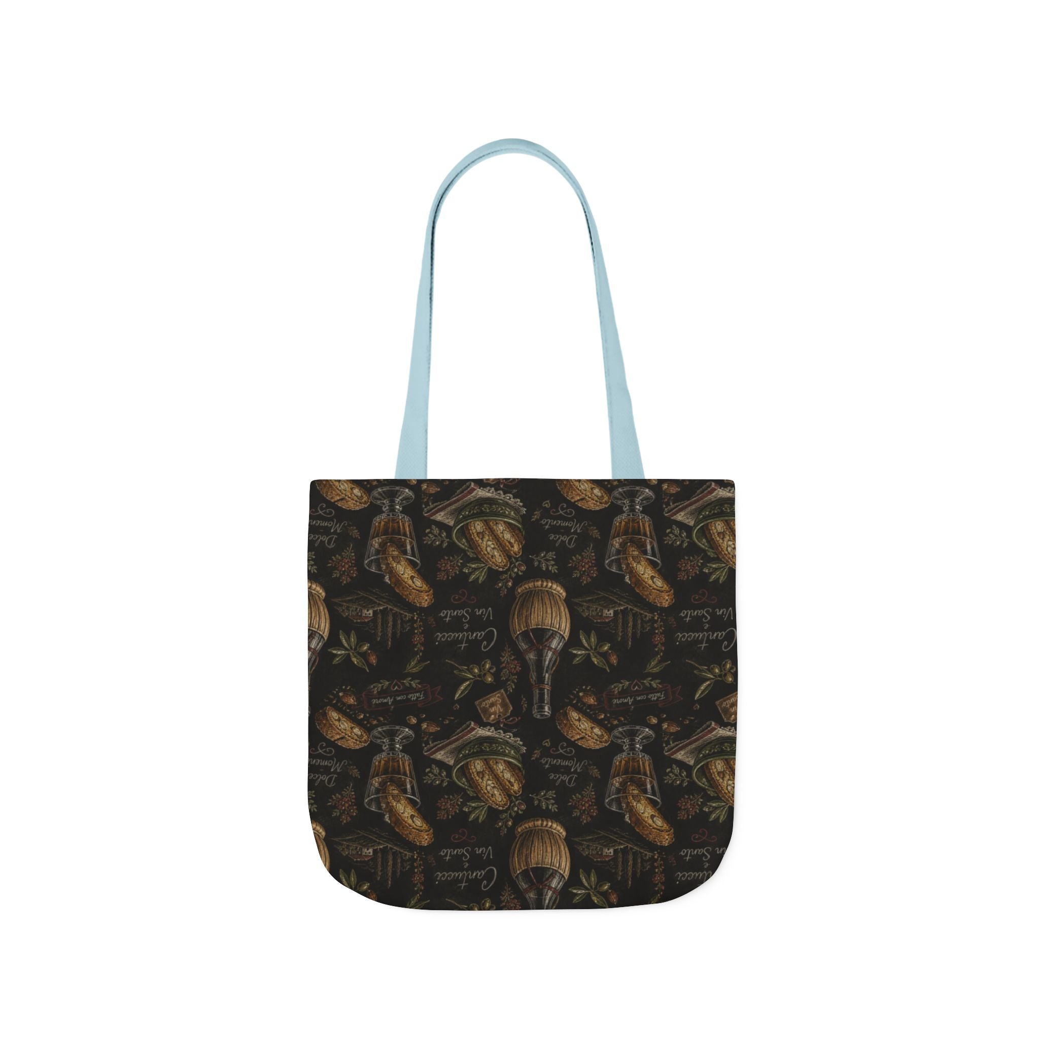 Biscotti & Vin Santo Canvas Tote Bag Mediterranean Kitchen Chalk Art Design Italian Cottagecore Gift