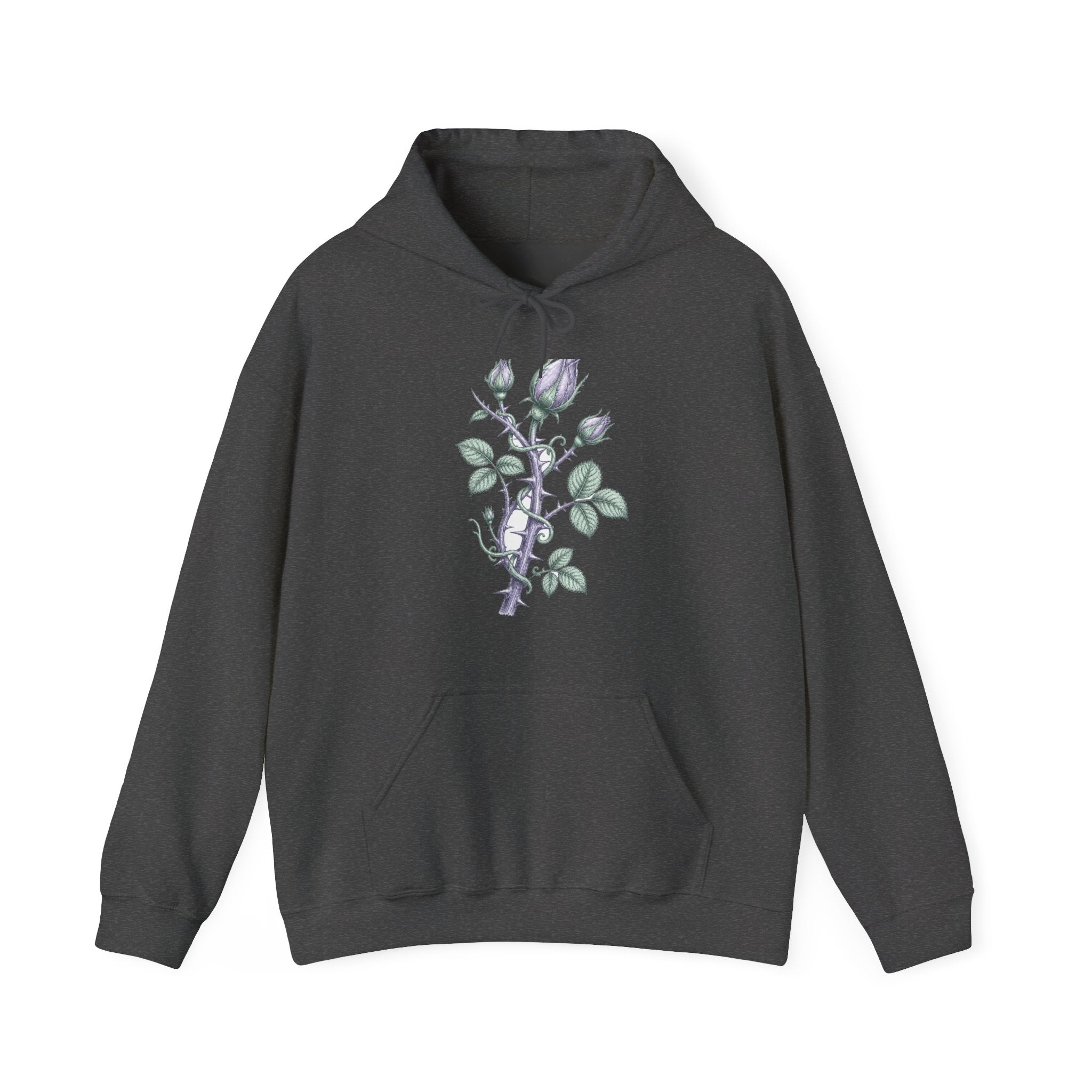 Matching Couple Sweatshirt - Rose & Thorn Matching Couple Hooded Sweatshirt Vintage Art His Hers Wedding Gift - Design B
