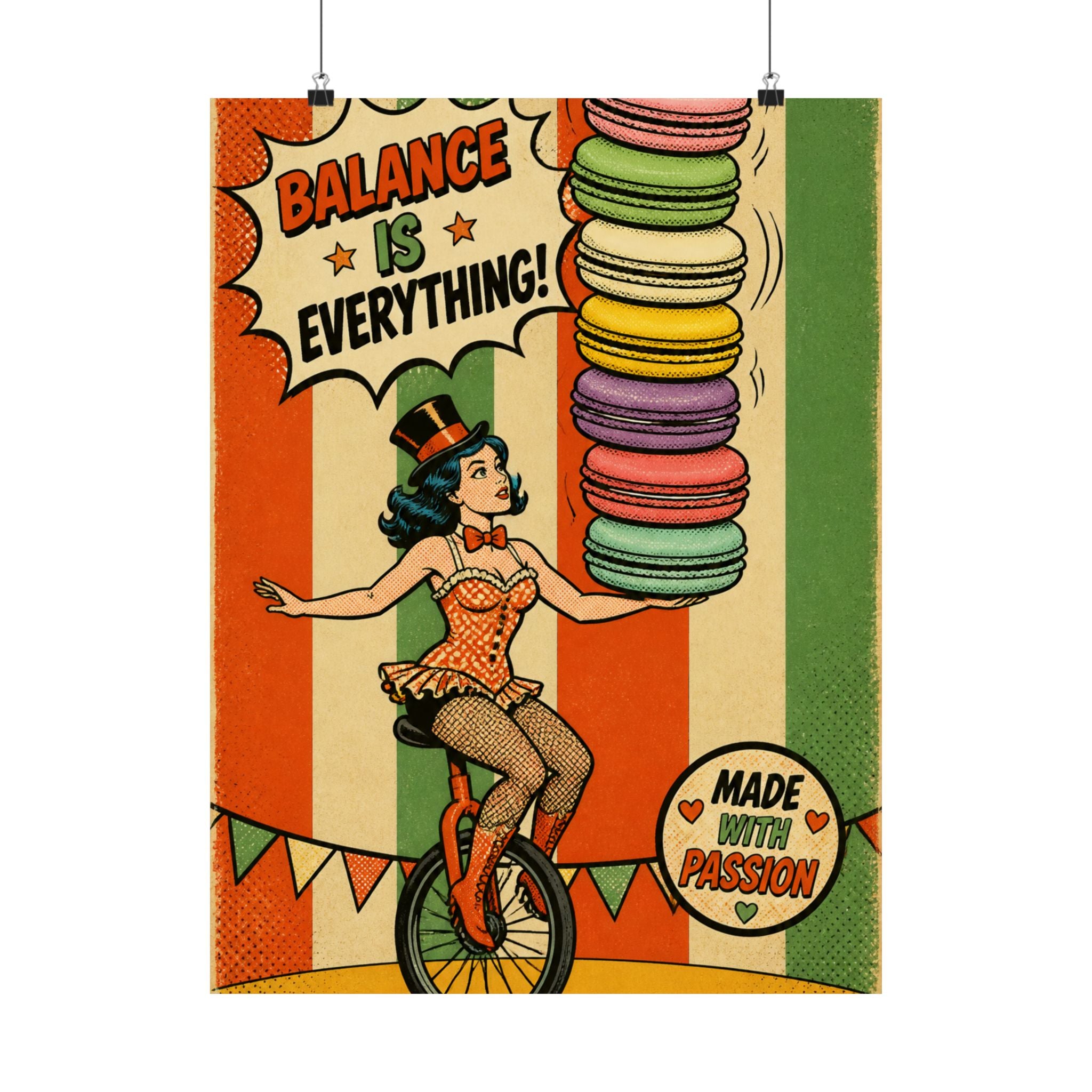 Macaron Balancing Tower Wall Art Poster 18×24 Pop Art Living Room Decor Maximalist Print