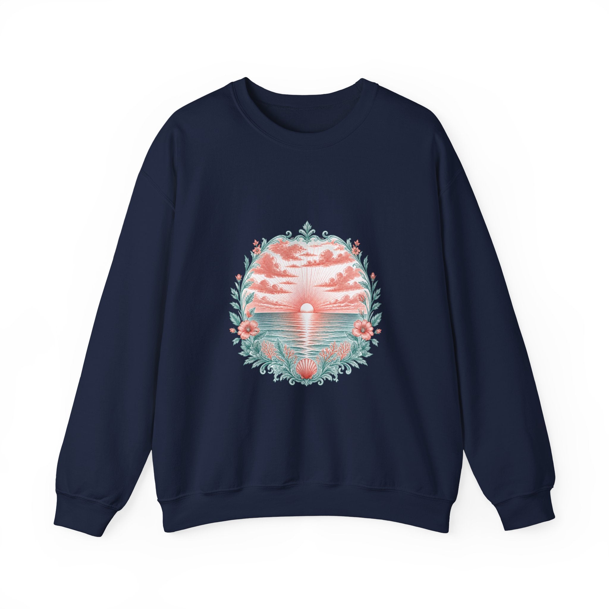 Matching Couple Sweatshirt - Sunrise & Sunset Matching Couple Crewneck Sweatshirt Vintage Art His Hers Wedding Gift - Design A