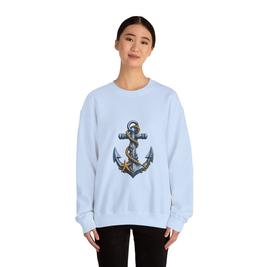 Matching Couple Sweatshirt - Anchor & Sail Matching Couple Crewneck Sweatshirt Hand-Drawn Art His Hers Best Friend Gift - Design A