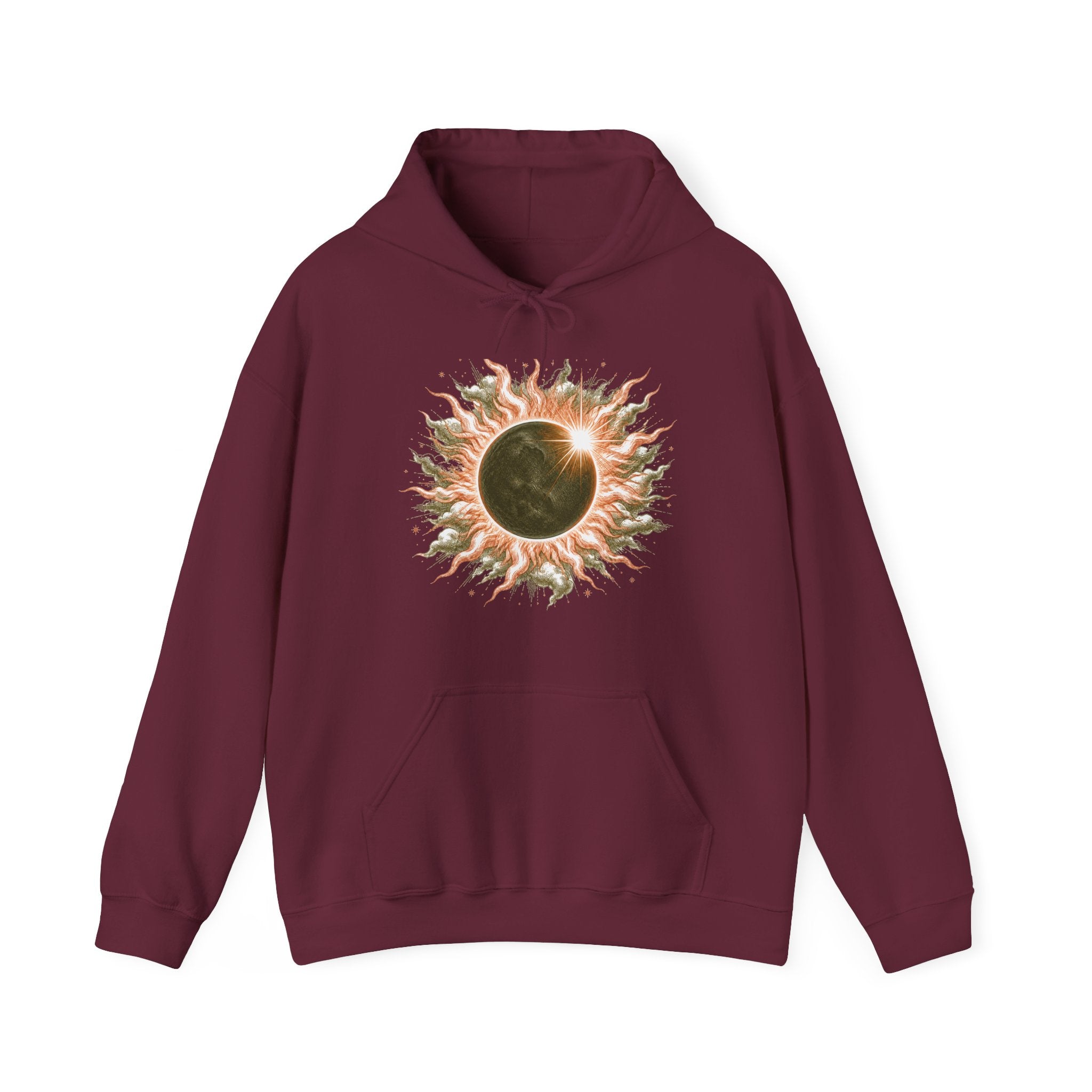 Matching Couple Sweatshirt - Solar & Lunar Eclipse Matching Couple Hooded Sweatshirt Hand-Drawn Art His Hers Best Friend Gift - Design A