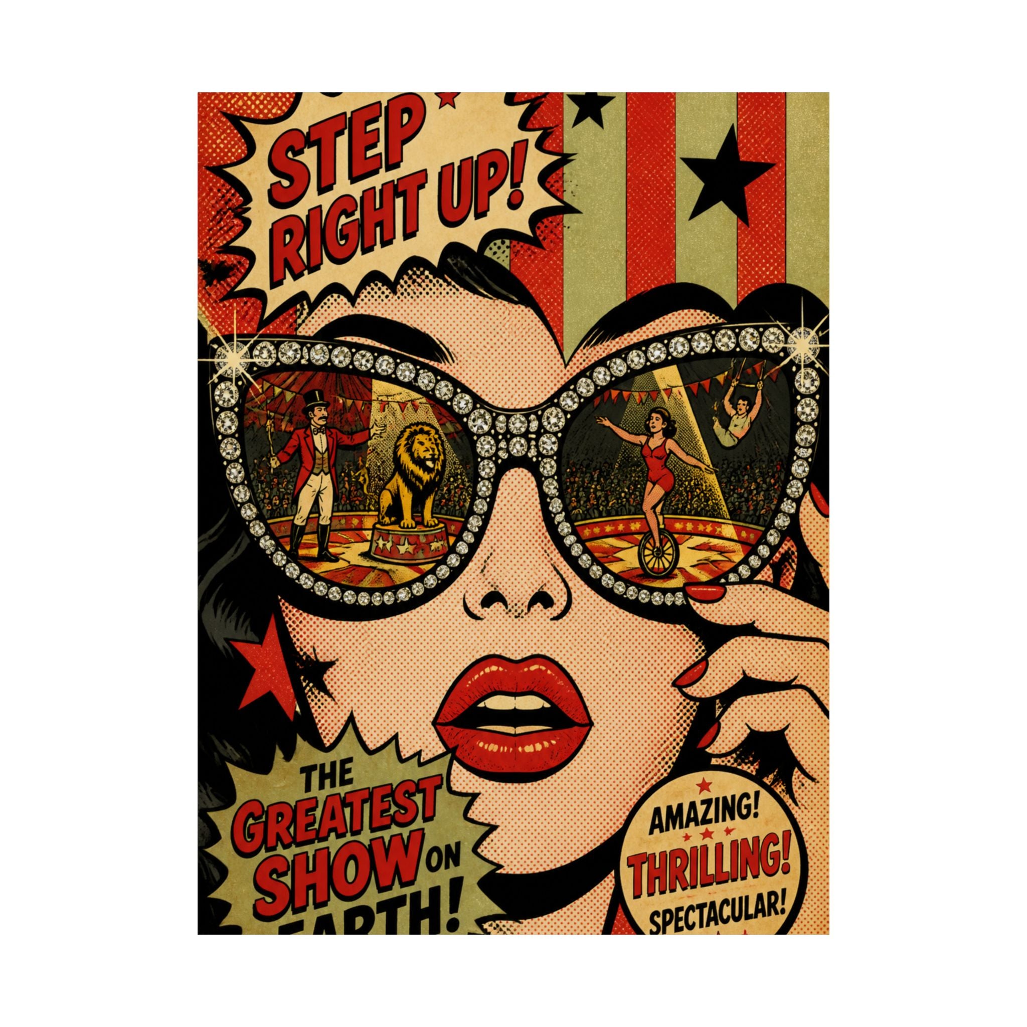 Sunglasses Circus Ring Wall Art Poster 24×36 Pop Art Restaurant Decor Maximalist Print