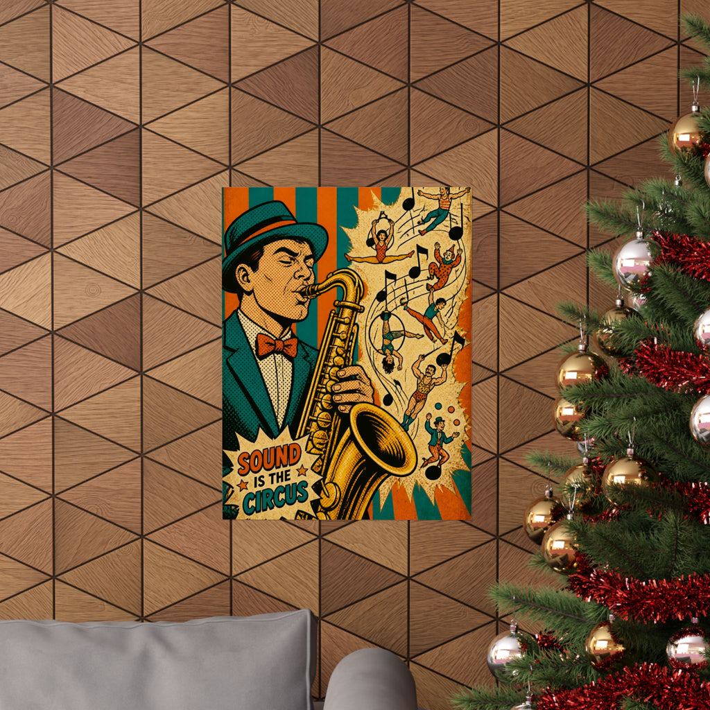 Saxophone Music Circus Wall Art Poster 24×36 Pop Art Restaurant Decor Maximalist Print