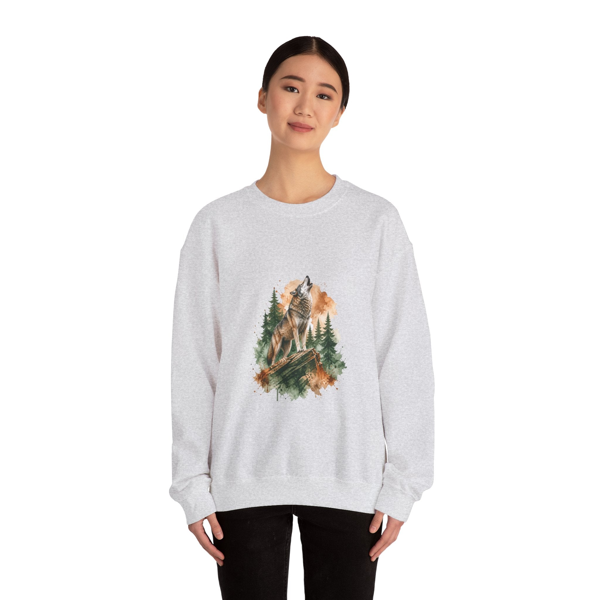 Matching Couple Sweatshirt - Wolf & Dove Matching Couple Crewneck Sweatshirt Watercolor Art His Hers Engagement Gift - Design A