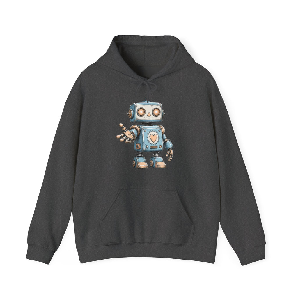 Matching Couple Sweatshirt - Robot & Heart Matching Couple Hooded Sweatshirt Hand-Drawn Art His Hers Best Friend Gift - Design A