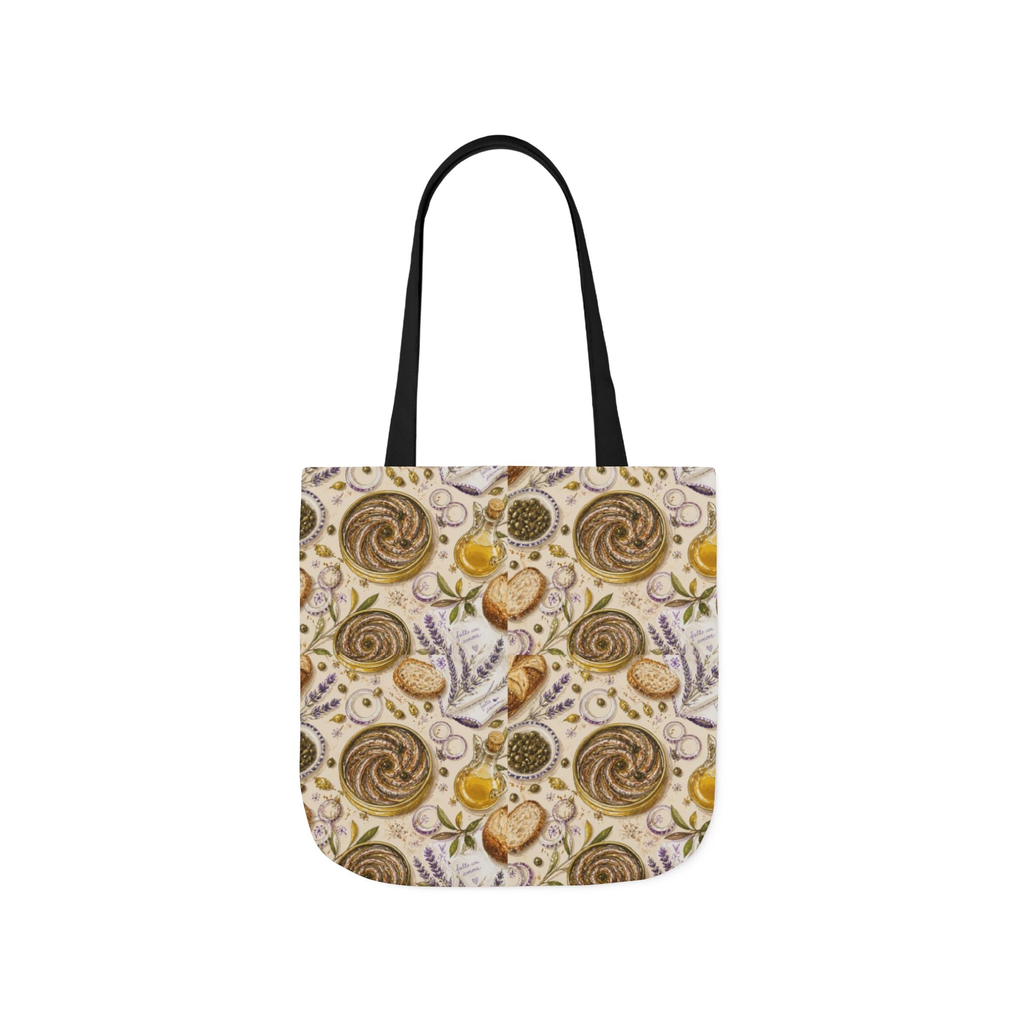 Anchovies & Capers Canvas Tote Bag Mediterranean Kitchen Watercolor Design Italian Cottagecore Gift