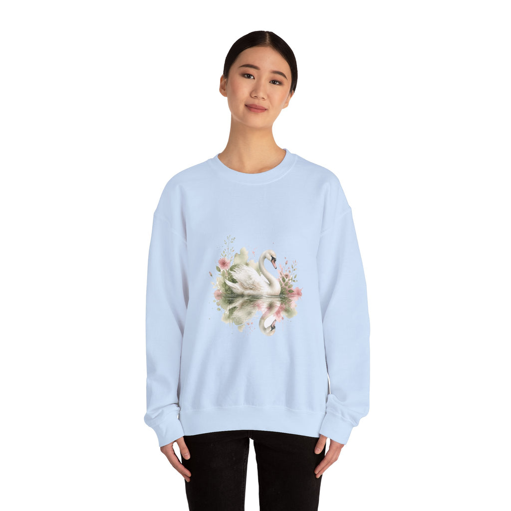 Matching Couple Sweatshirt - Raven & Swan Matching Couple Crewneck Sweatshirt Watercolor Art His Hers Engagement Gift - Design B