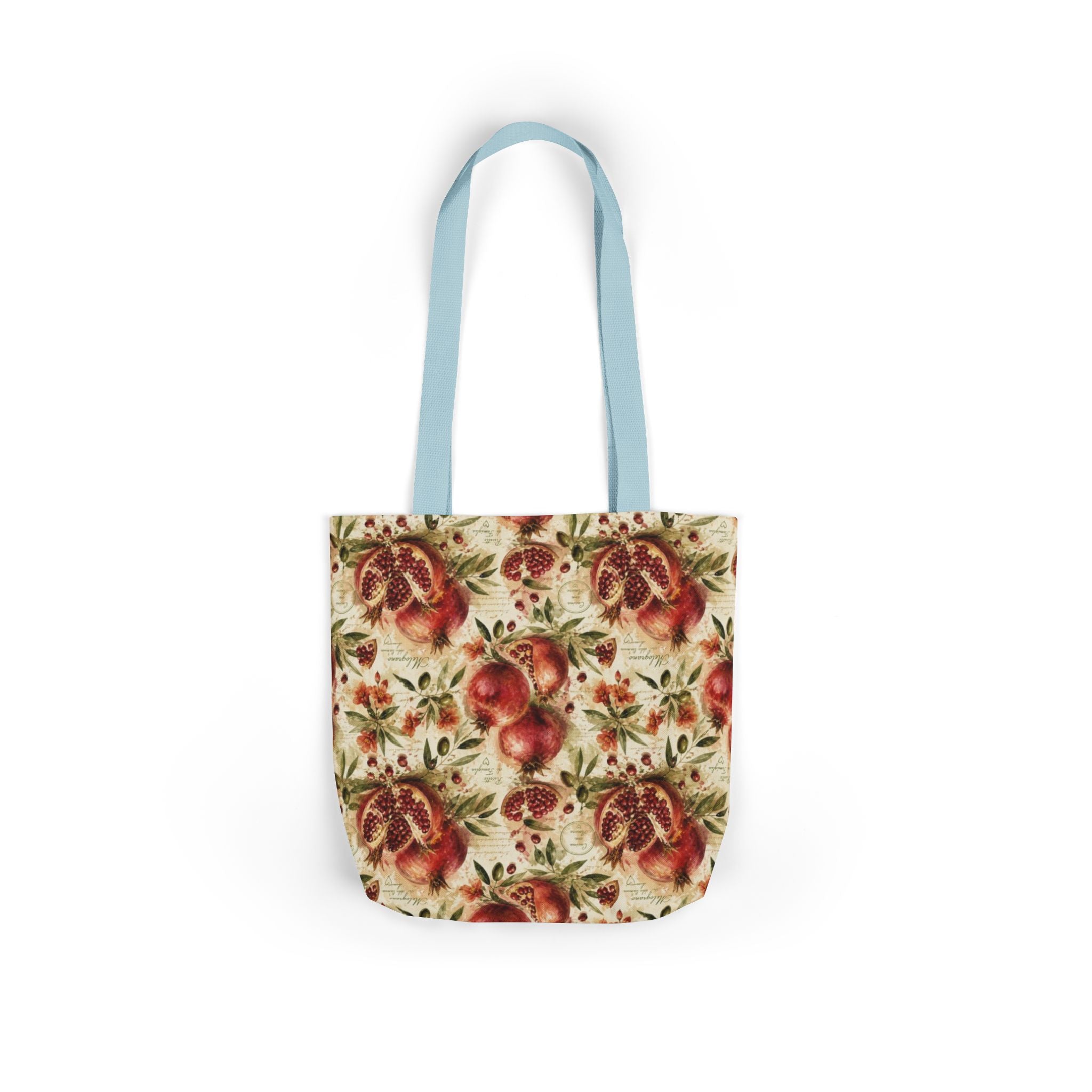 Split Pomegranates Canvas Tote Bag Mediterranean Kitchen Watercolor Splash Design Italian Cottagecore Gift