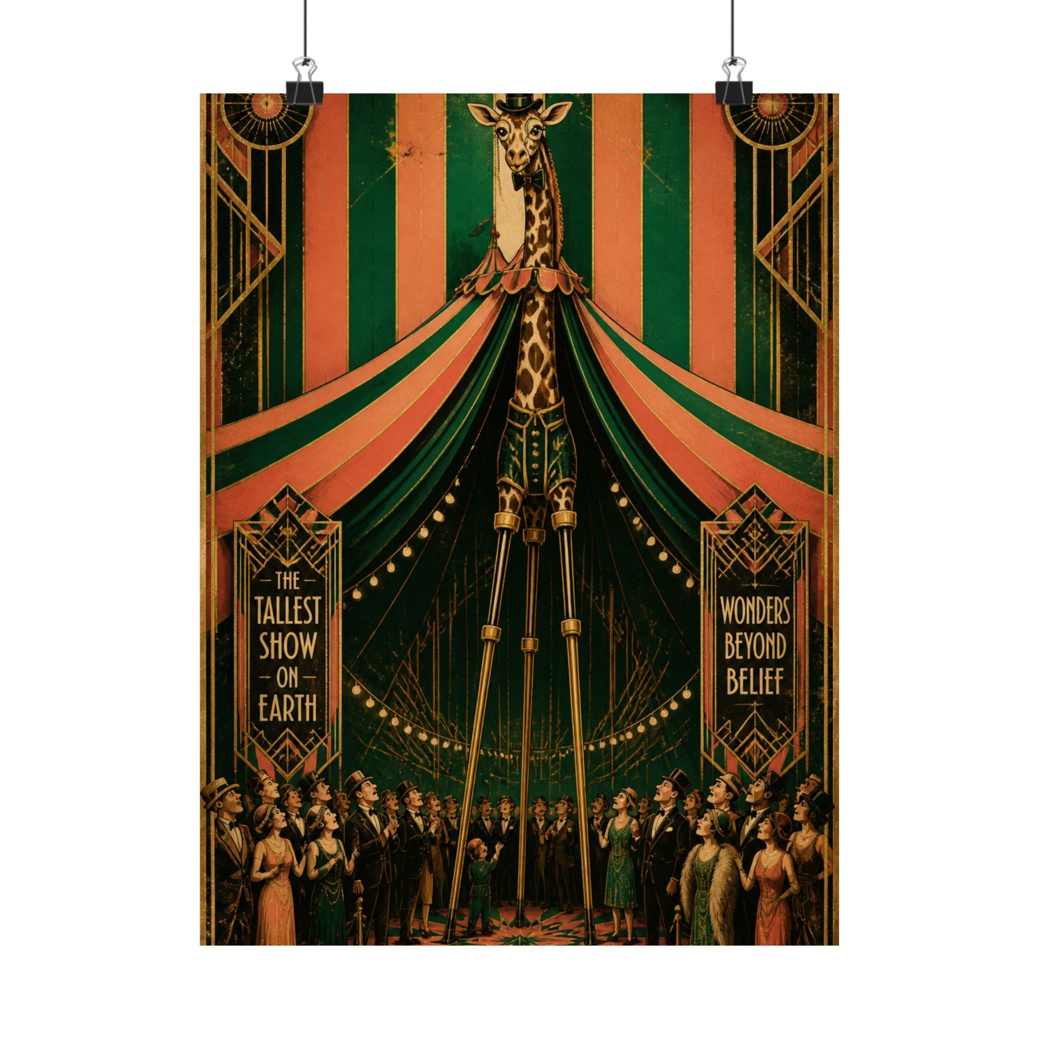 Giraffe on Stilts Wall Art Poster 24×36 Art Deco Bar Area Decor Maximalist Print