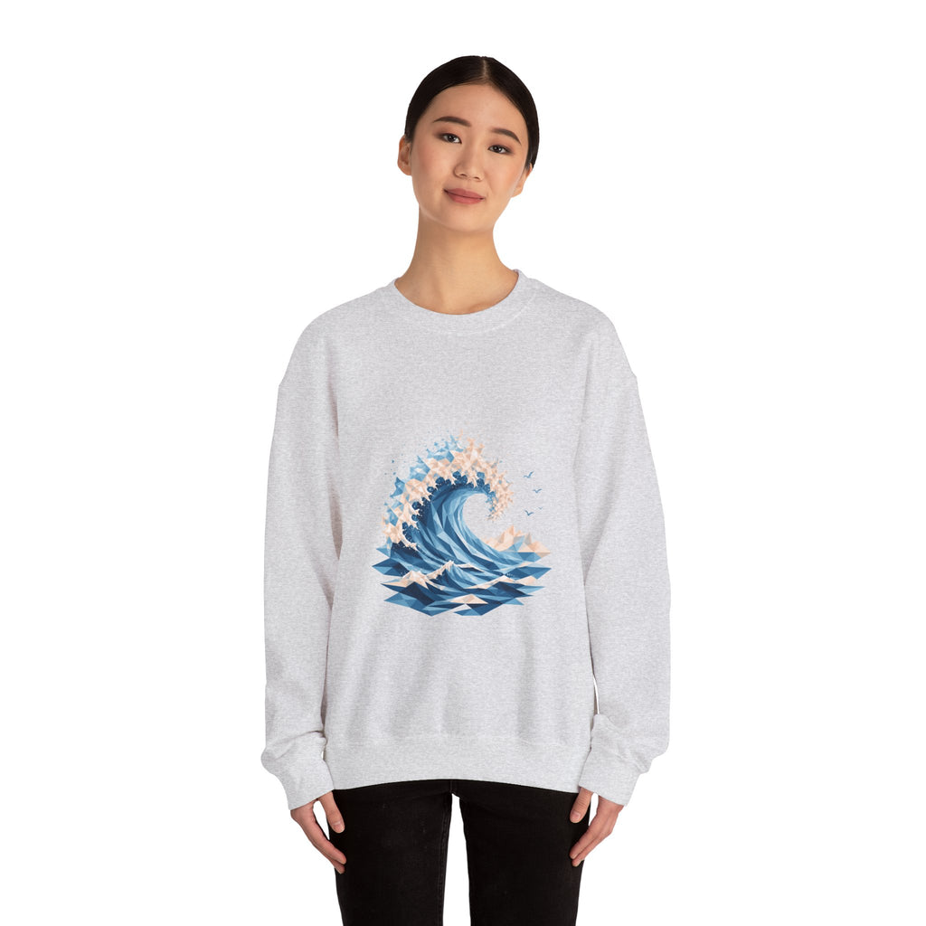 Matching Couple Sweatshirt - Mountain & Ocean Matching Couple Comfort Colors Crew Geometric Art His Hers Love Gift - Design B