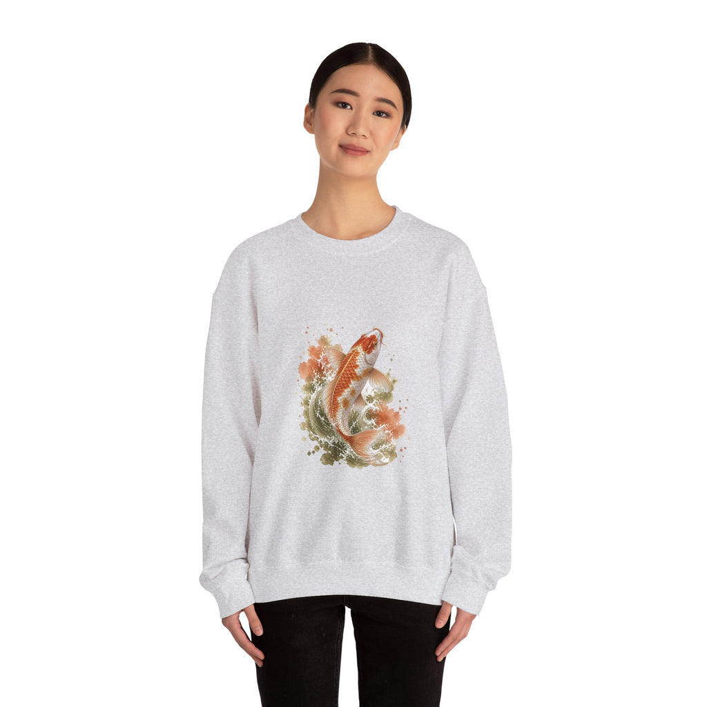 Matching Couple Sweatshirt - Koi Fish Yin Yang Matching Couple Comfort Colors Crew Watercolor Art His Hers Birthday Gift - Design A