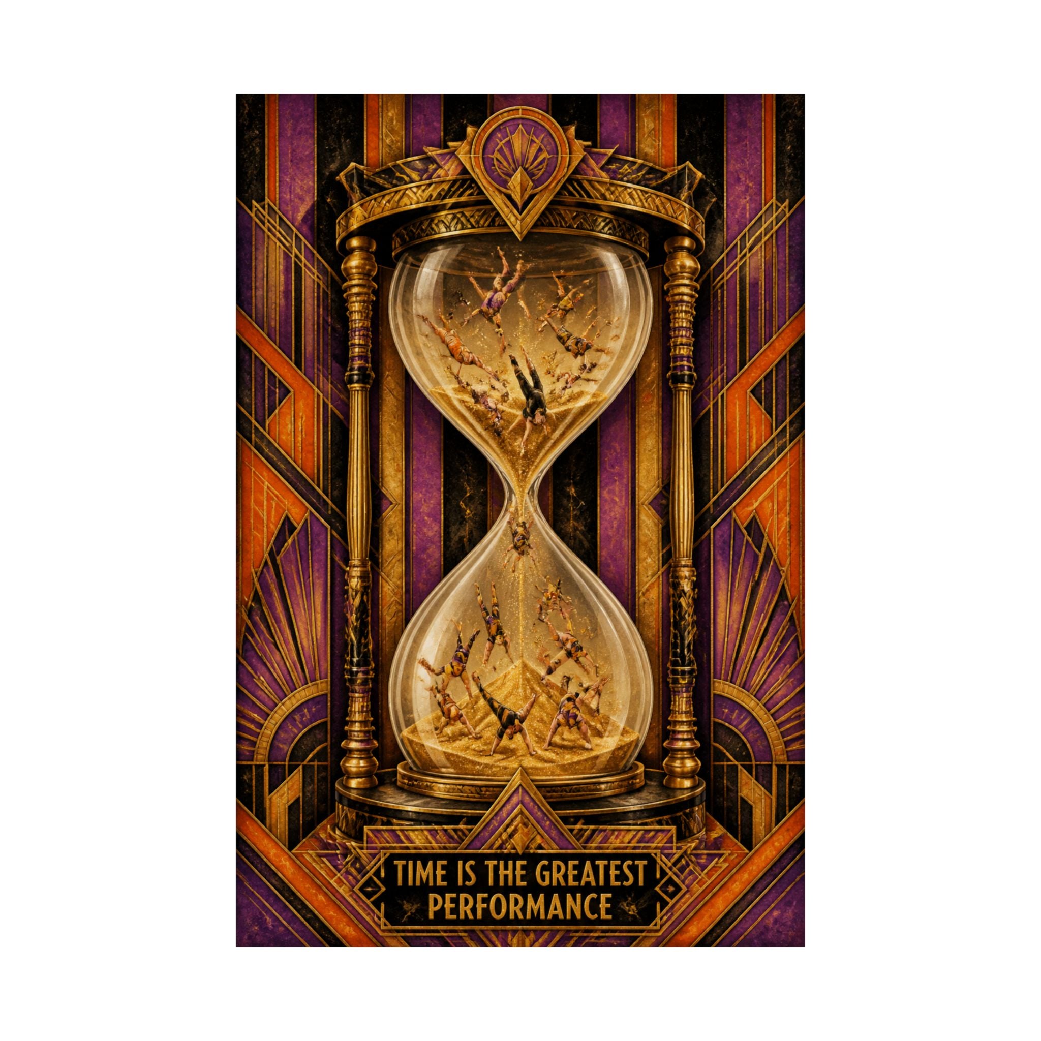 Hourglass Acrobats Wall Art Poster 18×24 Art Deco Entryway Decor Maximalist Print