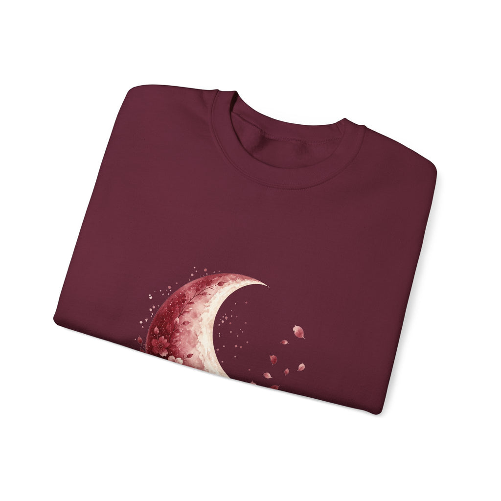 Matching Couple Sweatshirt - Waxing & Waning Moon Matching Couple Premium Fleece Sweatshirt Watercolor Art His Hers Birthday Gift - Design B