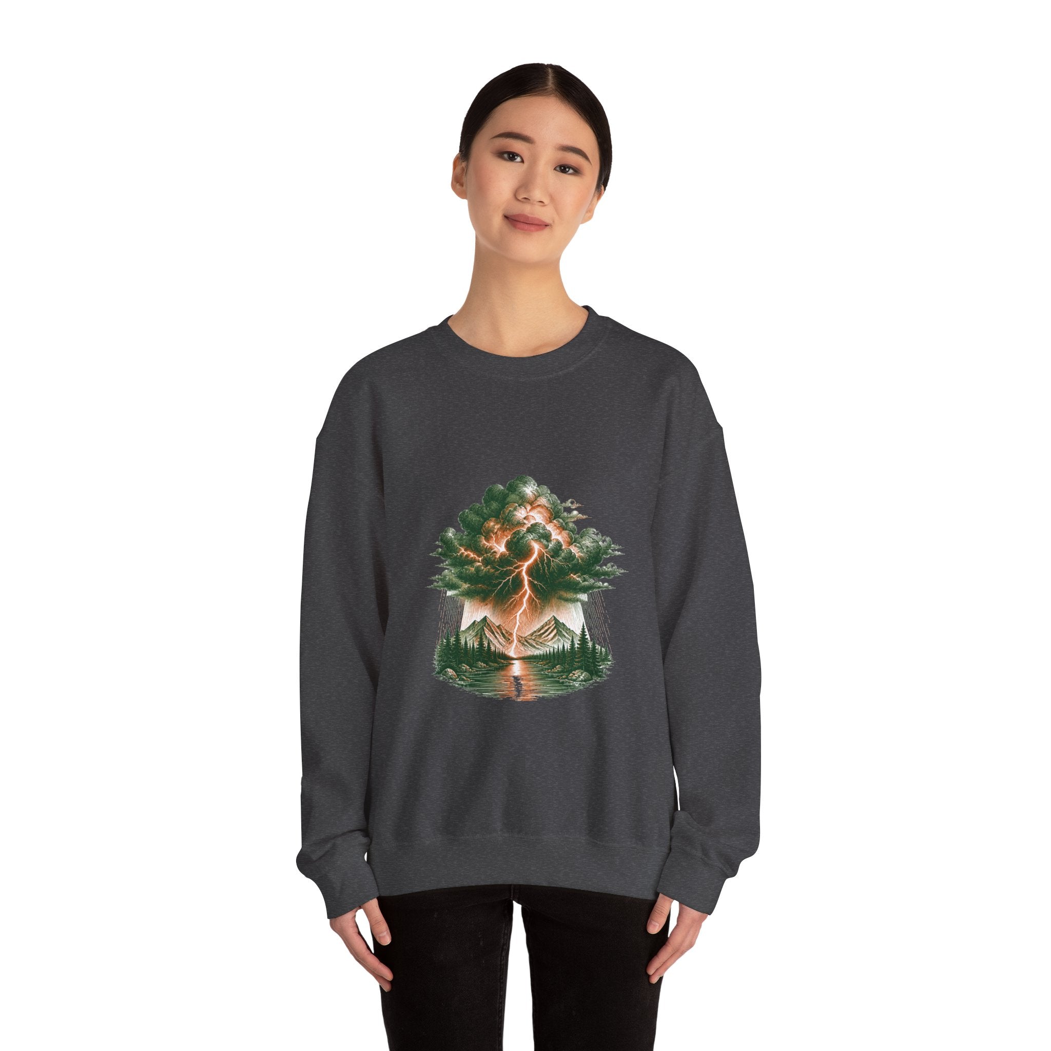 Matching Couple Sweatshirt - Storm & Rainbow Matching Couple Premium Fleece Sweatshirt Hand-Drawn Art His Hers Anniversary Gift - Design A