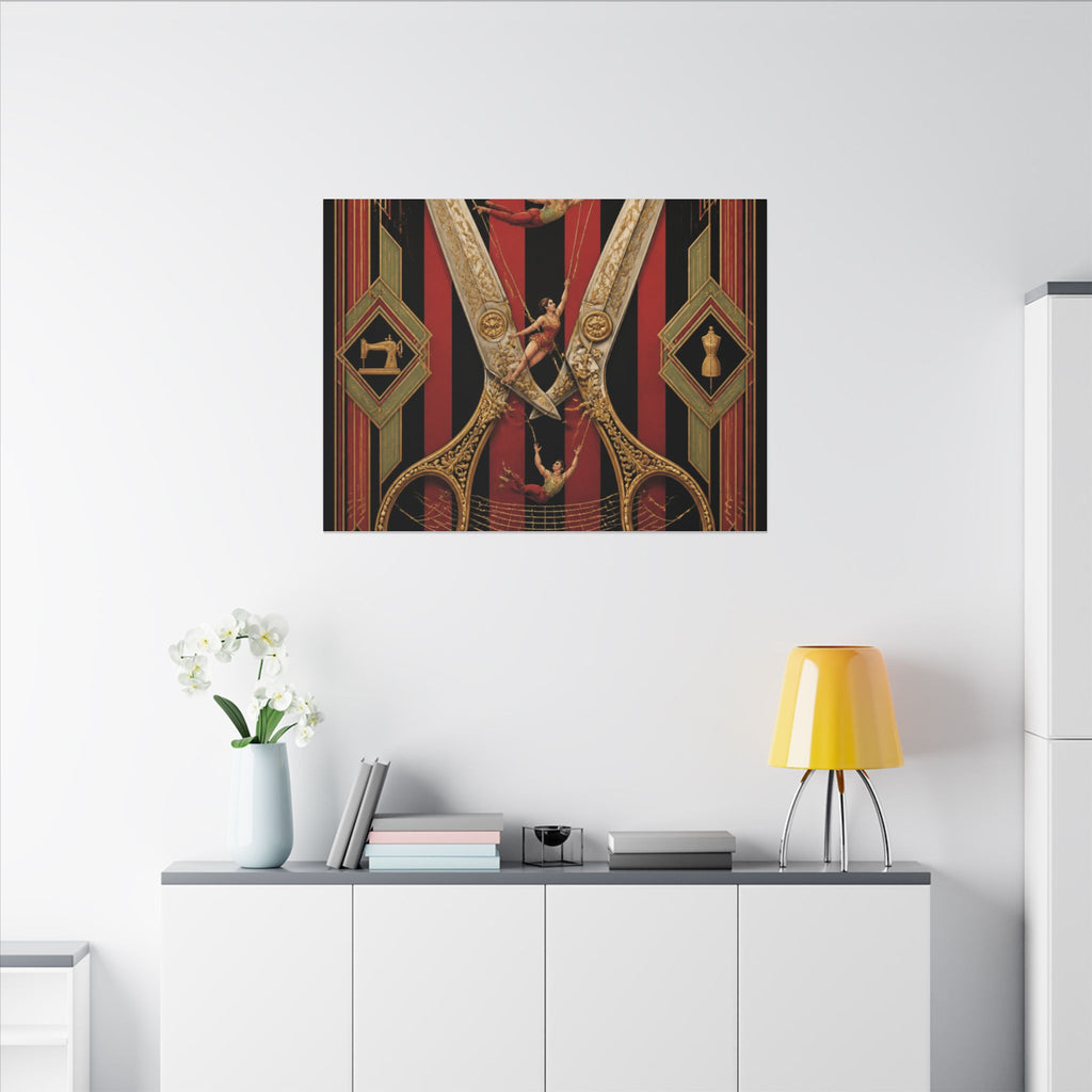 Giant Scissors Trapeze Wall Art Canvas 24×36 Art Deco Bar Area Decor Maximalist Print