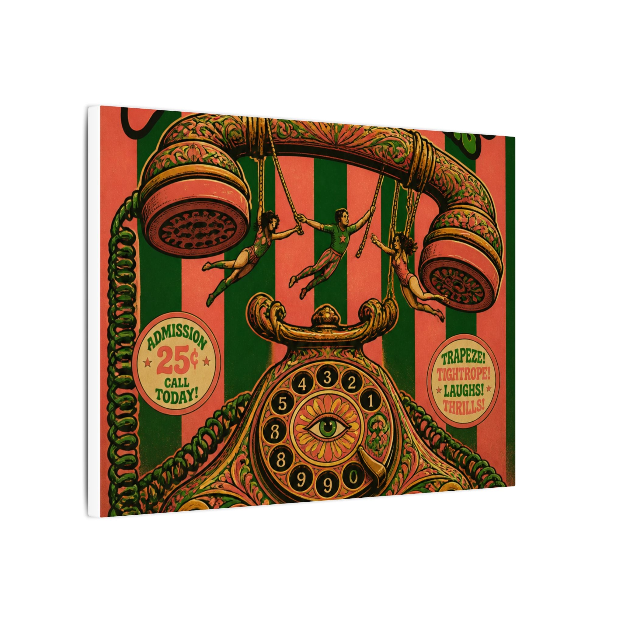 Vintage Telephone Booth Wall Art Canvas 24×36 Psychedelic Dining Room Decor Maximalist Print