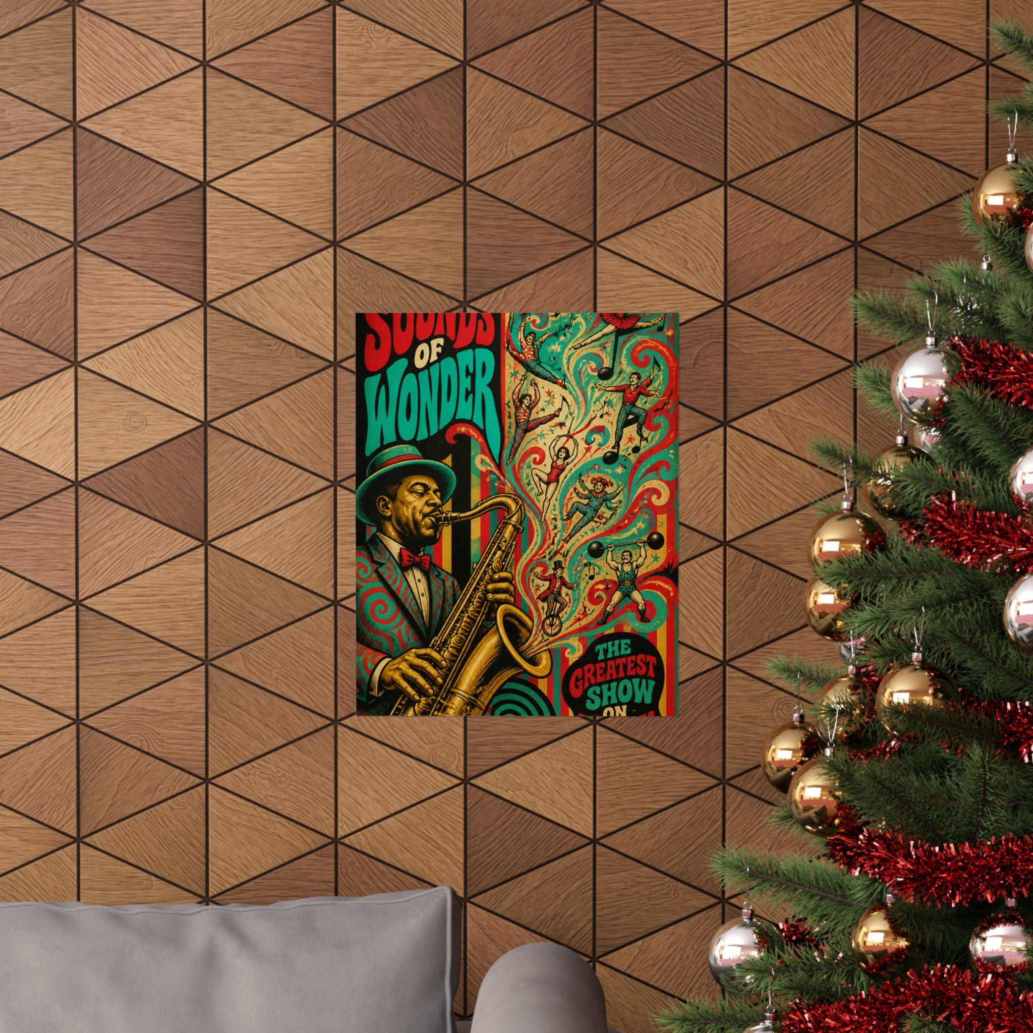Saxophone Music Circus Wall Art Poster 24×36 Psychedelic Dining Room Decor Maximalist Print