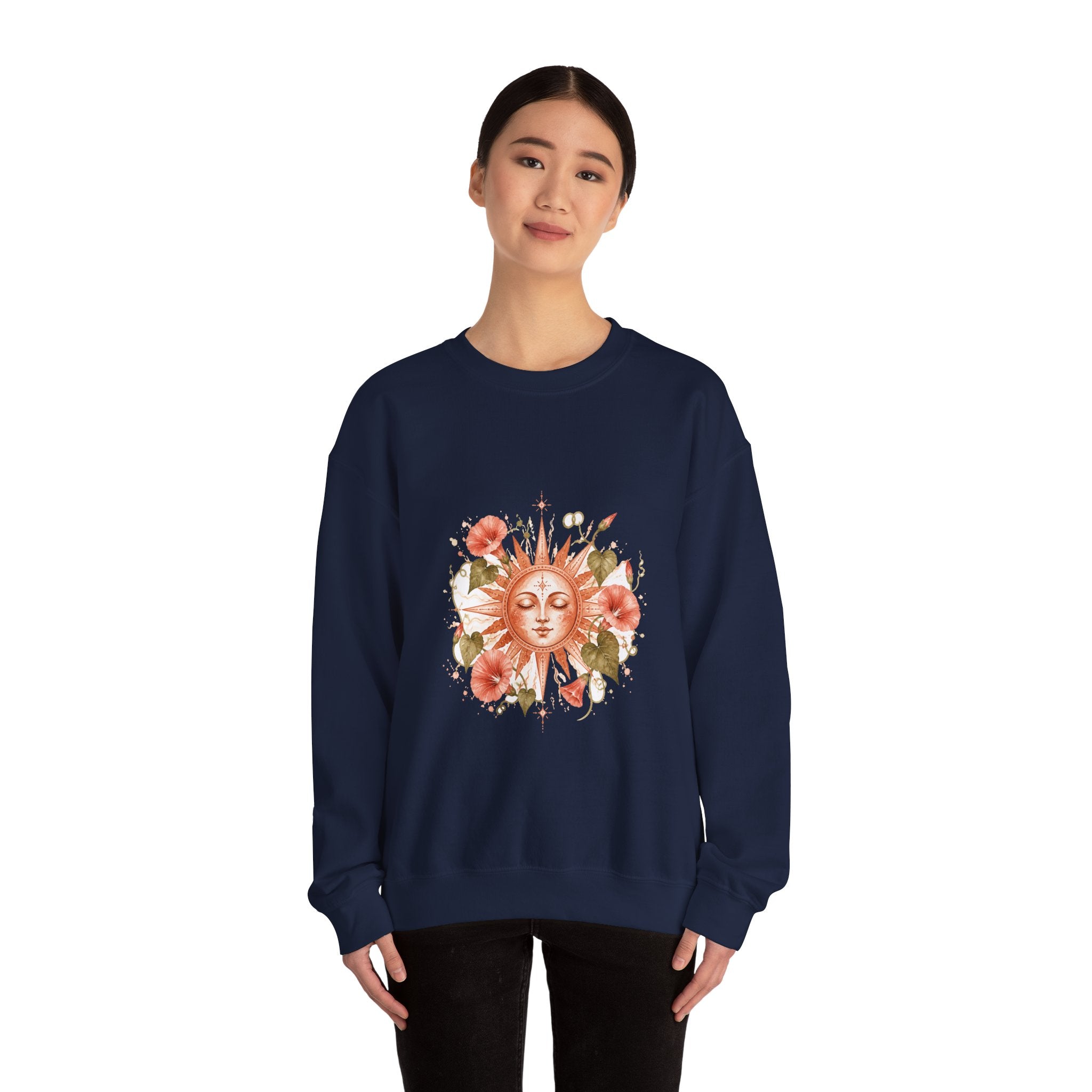 Matching Couple Sweatshirt - Sun & Moon Matching Couple Comfort Colors Crew Watercolor Art His Hers Birthday Gift - Design B
