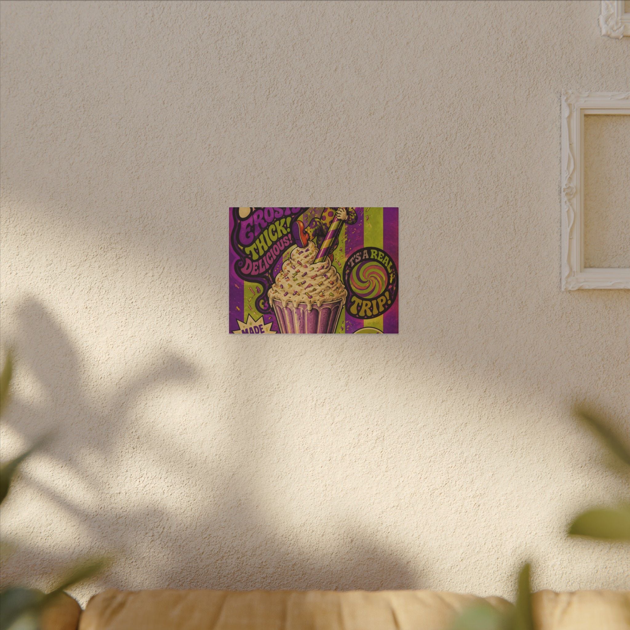 Milkshake Slide Clown Wall Art Canvas 16×20 Psychedelic Cafe Decor Maximalist Print