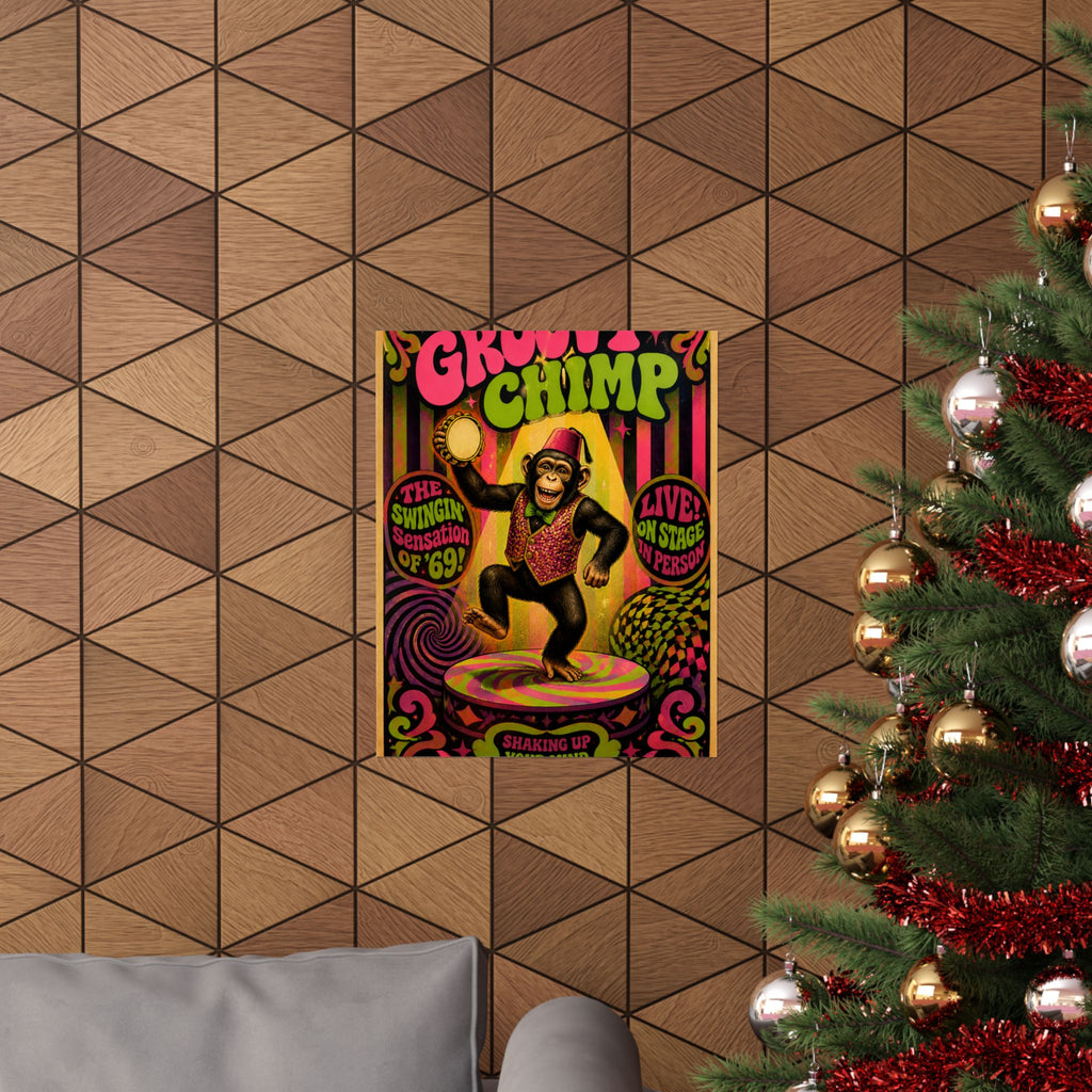 Dancing Monkey Wall Art Poster 18×24 Psychedelic Cafe Decor Maximalist Print
