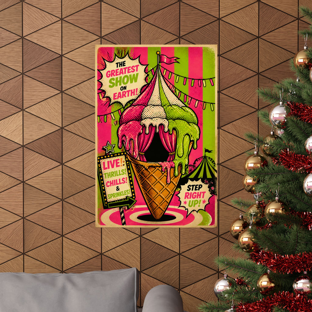 Ice Cream Cone Circus Tent Wall Art Poster 24×36 Pop Art Restaurant Decor Maximalist Print