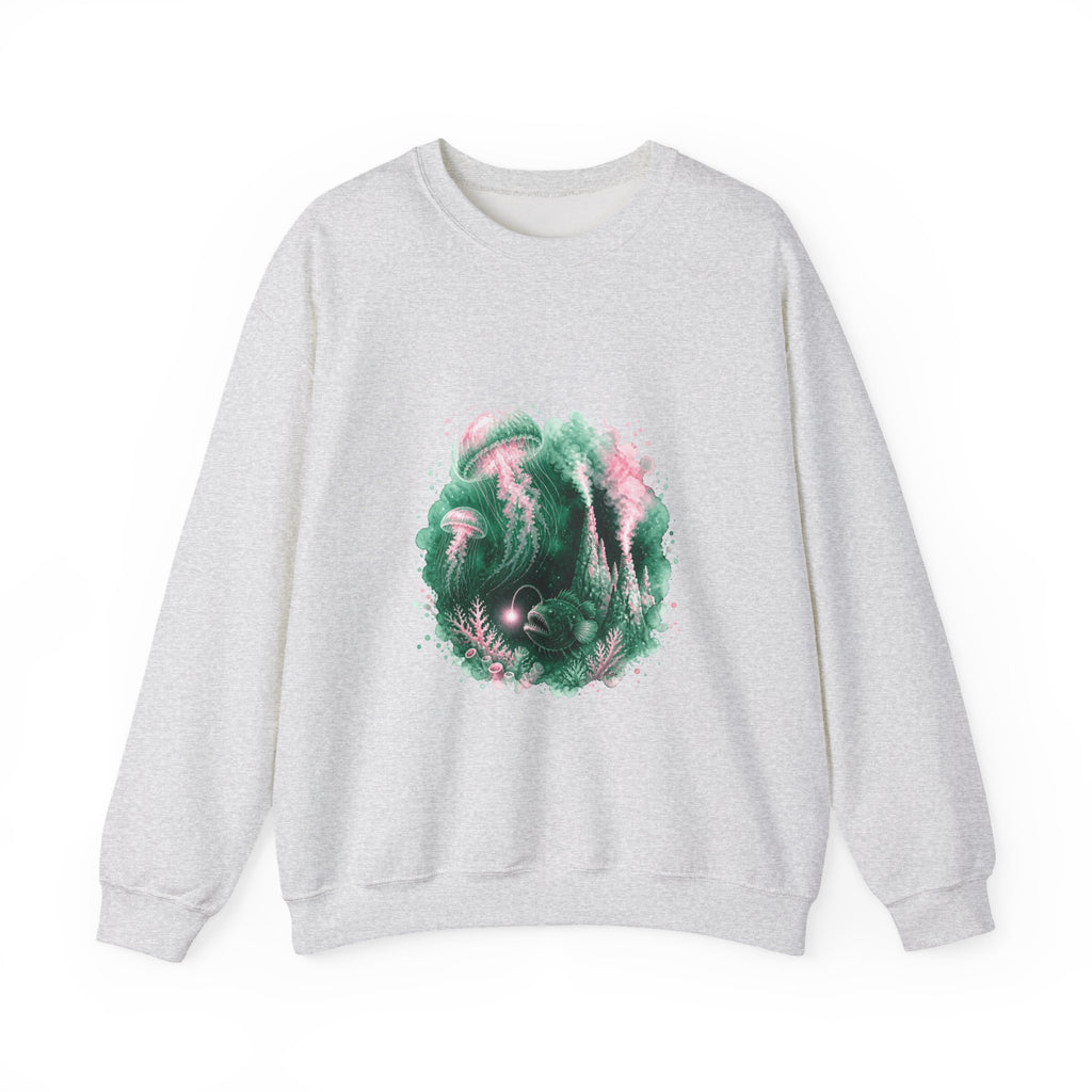 Matching Couple Sweatshirt - Coral Reef & Deep Sea Matching Couple Crewneck Sweatshirt Watercolor Art His Hers Engagement Gift - Design B