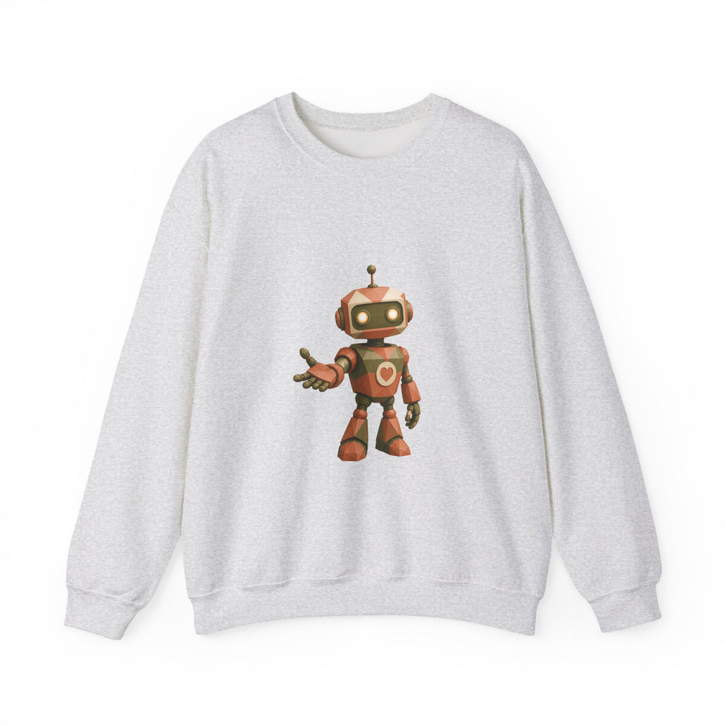 Matching Couple Sweatshirt - Robot & Heart Matching Couple Crewneck Sweatshirt Geometric Art His Hers Couple Gift - Design A