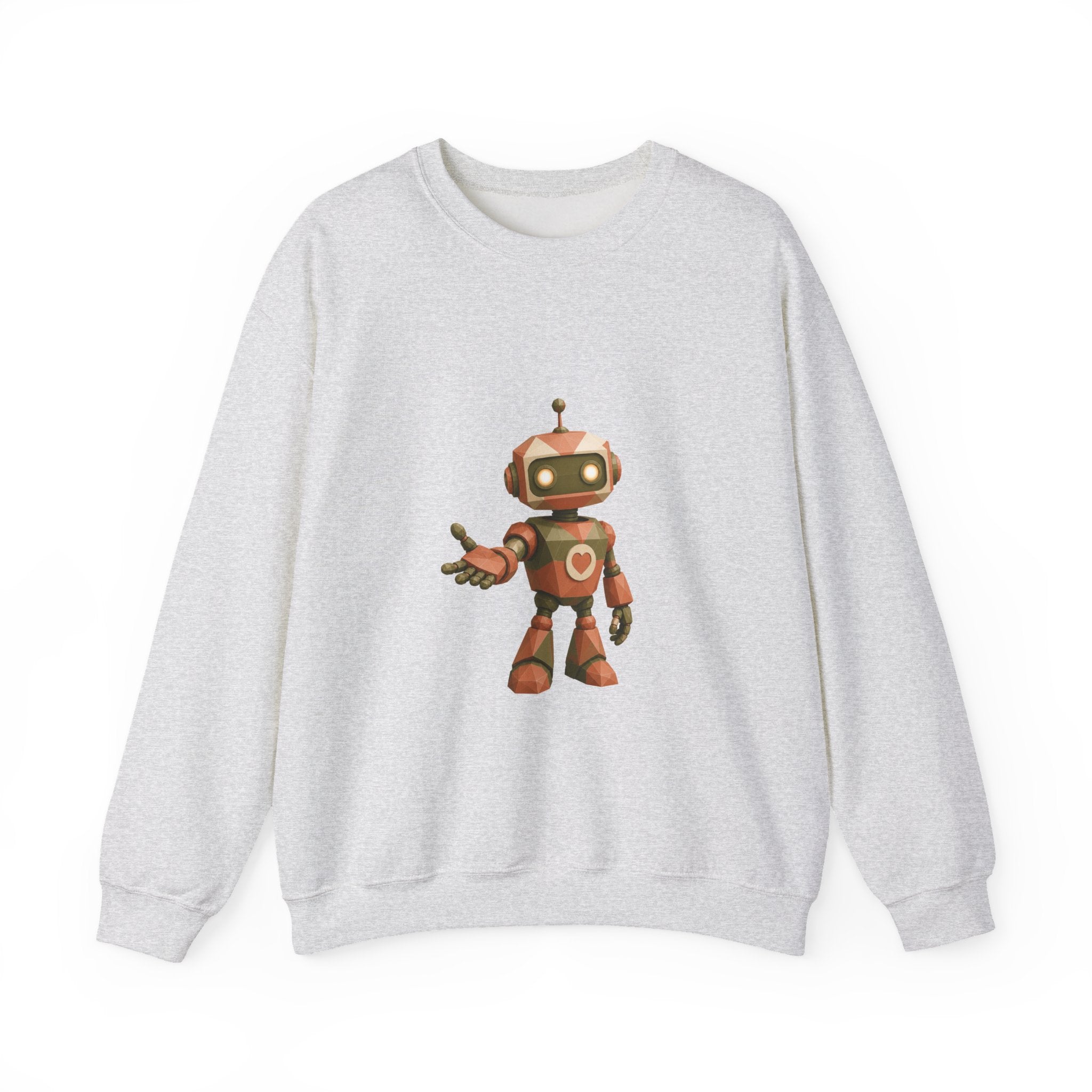 Matching Couple Sweatshirt - Robot & Heart Matching Couple Crewneck Sweatshirt Geometric Art His Hers Couple Gift - Design A
