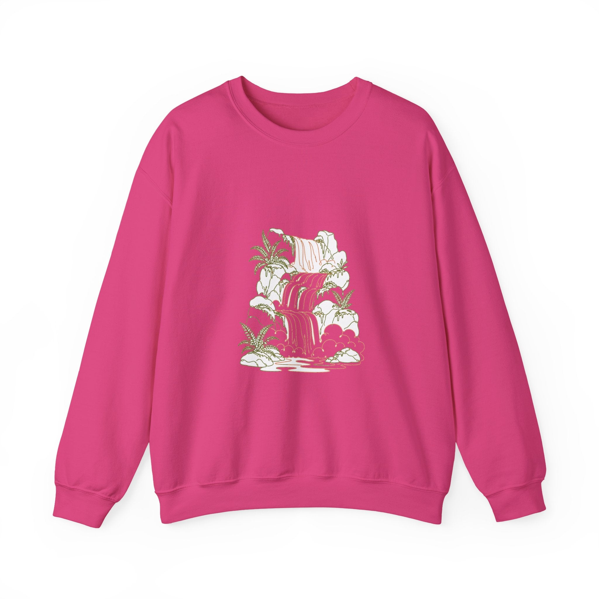 Matching Couple Sweatshirt - Wildfire & Waterfall Matching Couple Comfort Colors Crew Minimalist Art His Hers Christmas Gift - Design B