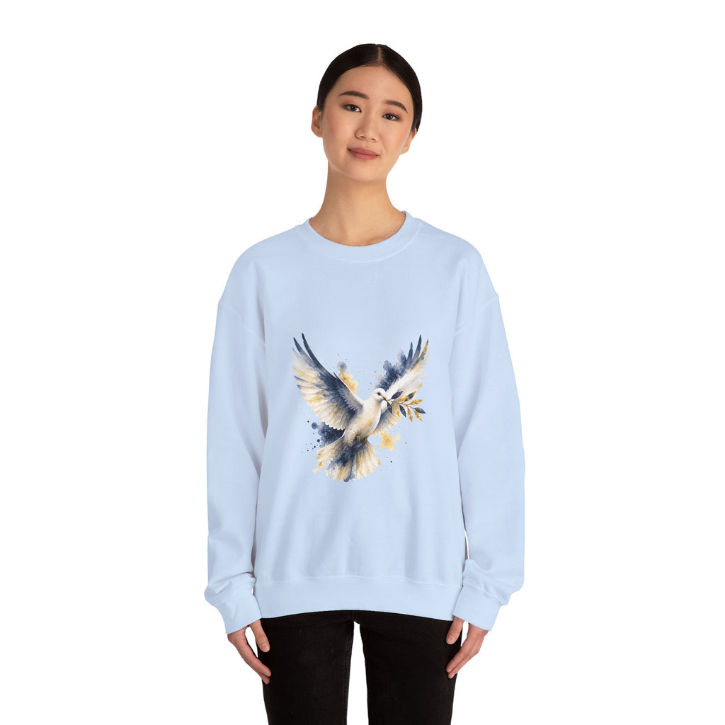 Matching Couple Sweatshirt - Wolf & Dove Matching Couple Comfort Colors Crew Watercolor Art His Hers Birthday Gift - Design B