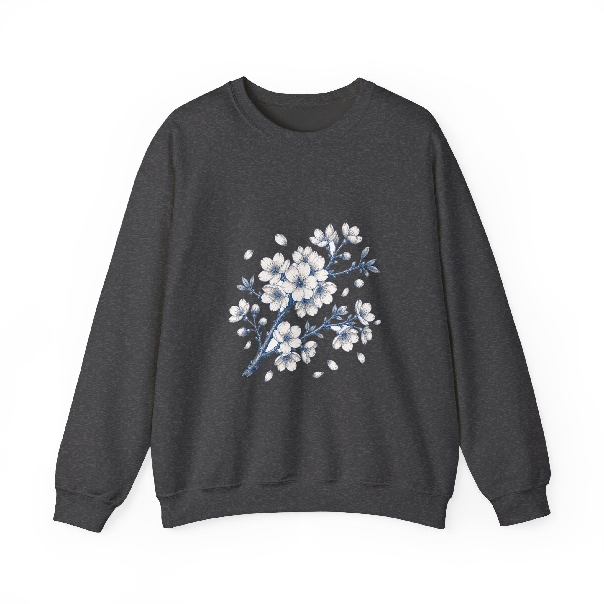Matching Couple Sweatshirt - Cherry Blossom & Maple Leaf Matching Couple Crewneck Sweatshirt Hand-Drawn Art His Hers Best Friend Gift - Design A